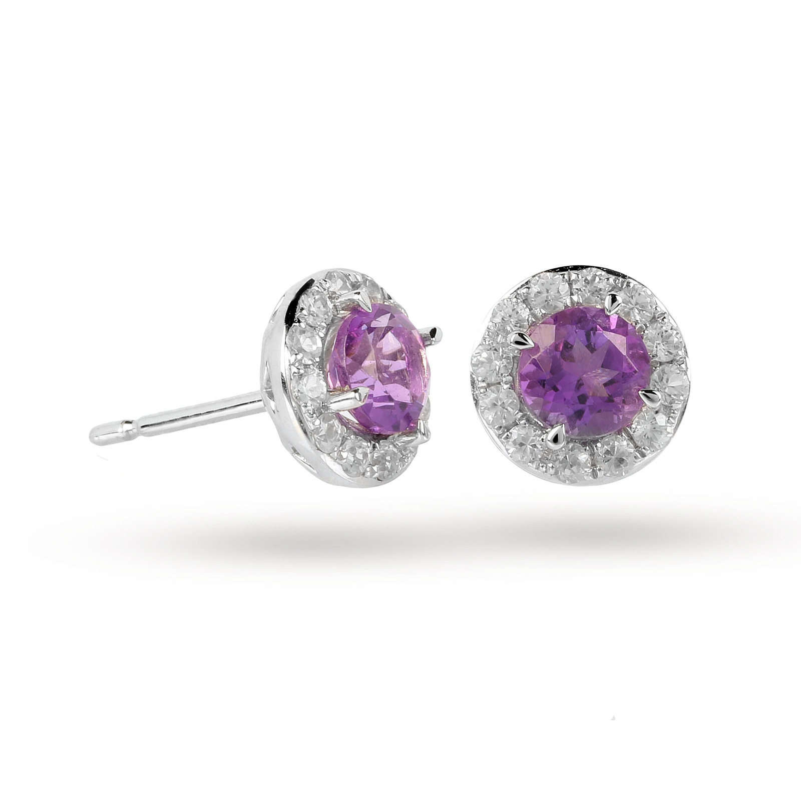 9ct White Gold Amethyst and Diamond Halo Stud Earrings Review