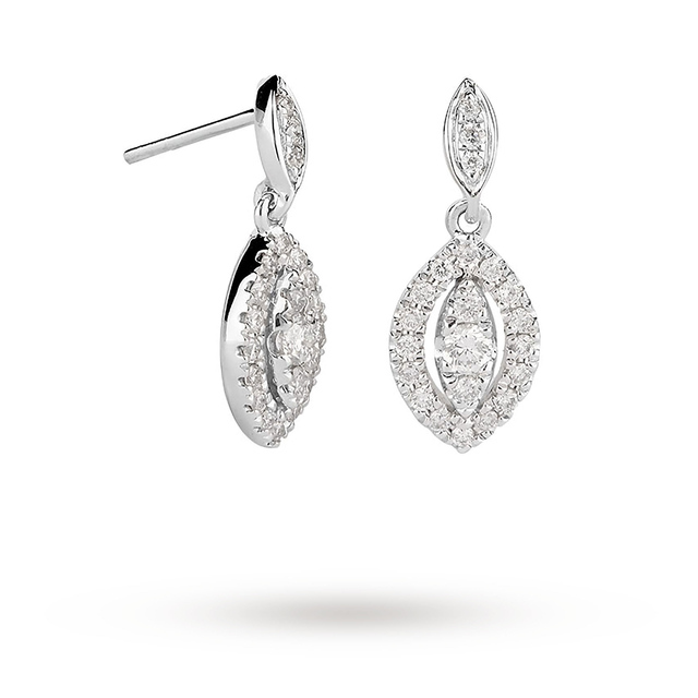 18ct White Gold 0.33ct Diamond Marquise Drop Earrings | Earrings