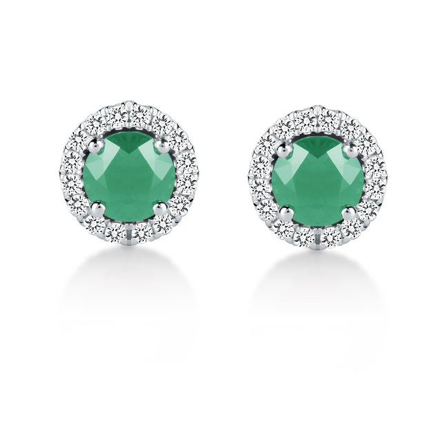 Carrington 18ct White Gold 4.34mm Emerald and 0.15cttw Diamond Studs Reviews