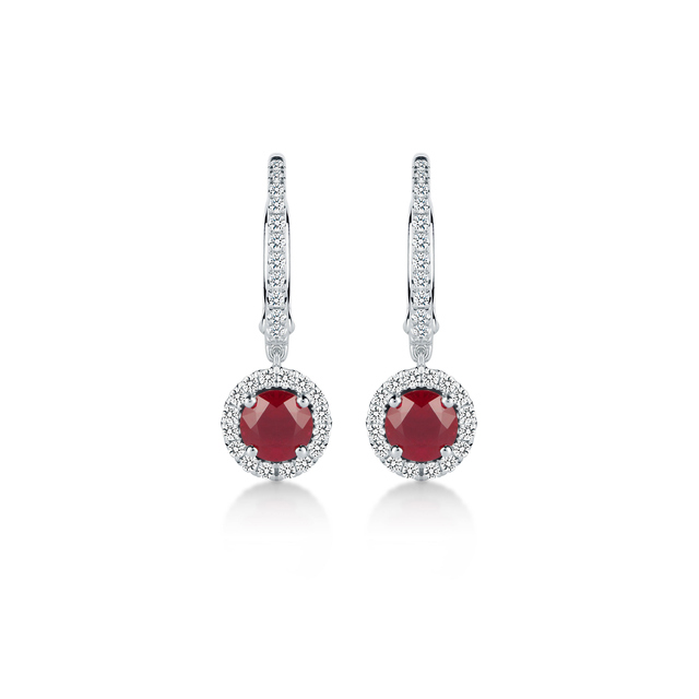 Carrington 18ct White Gold 5mm Ruby and 0.30cttw Diamond Drops Reviews