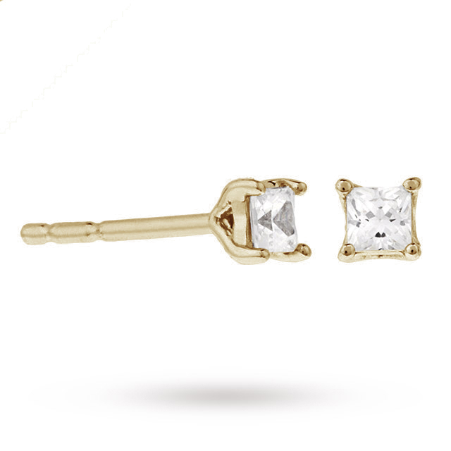 9ct Yellow Gold 0 25ct Princess Cut Diamond Stud Earrings 9ct Yellow Gold 0 25ct Princess Cut Diamond Stud Earrings