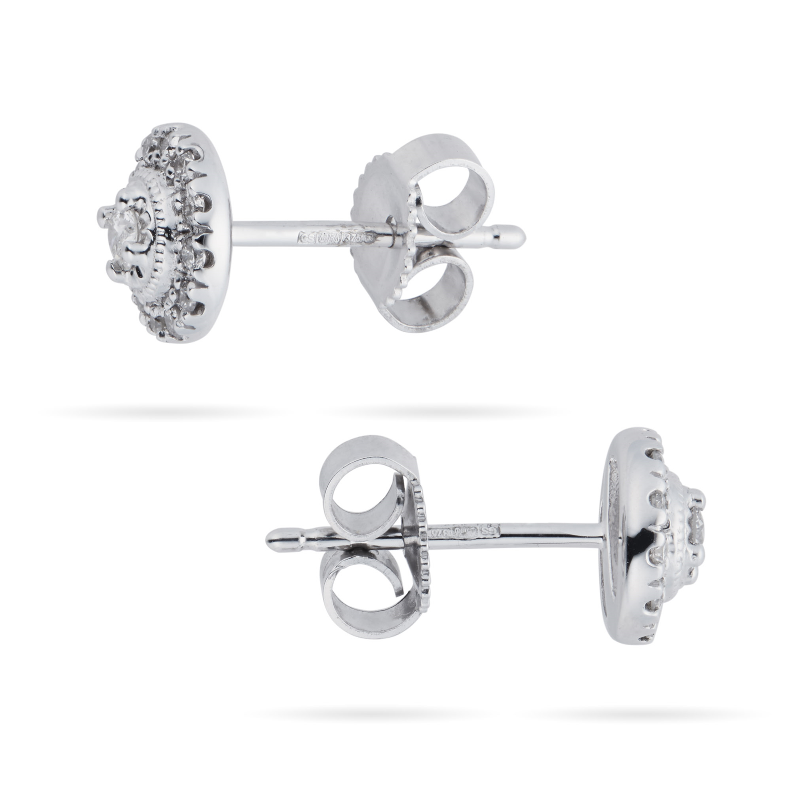 9ct White Gold 0.20ct Diamond Halo Stud Earrings | Earrings | Jewellery