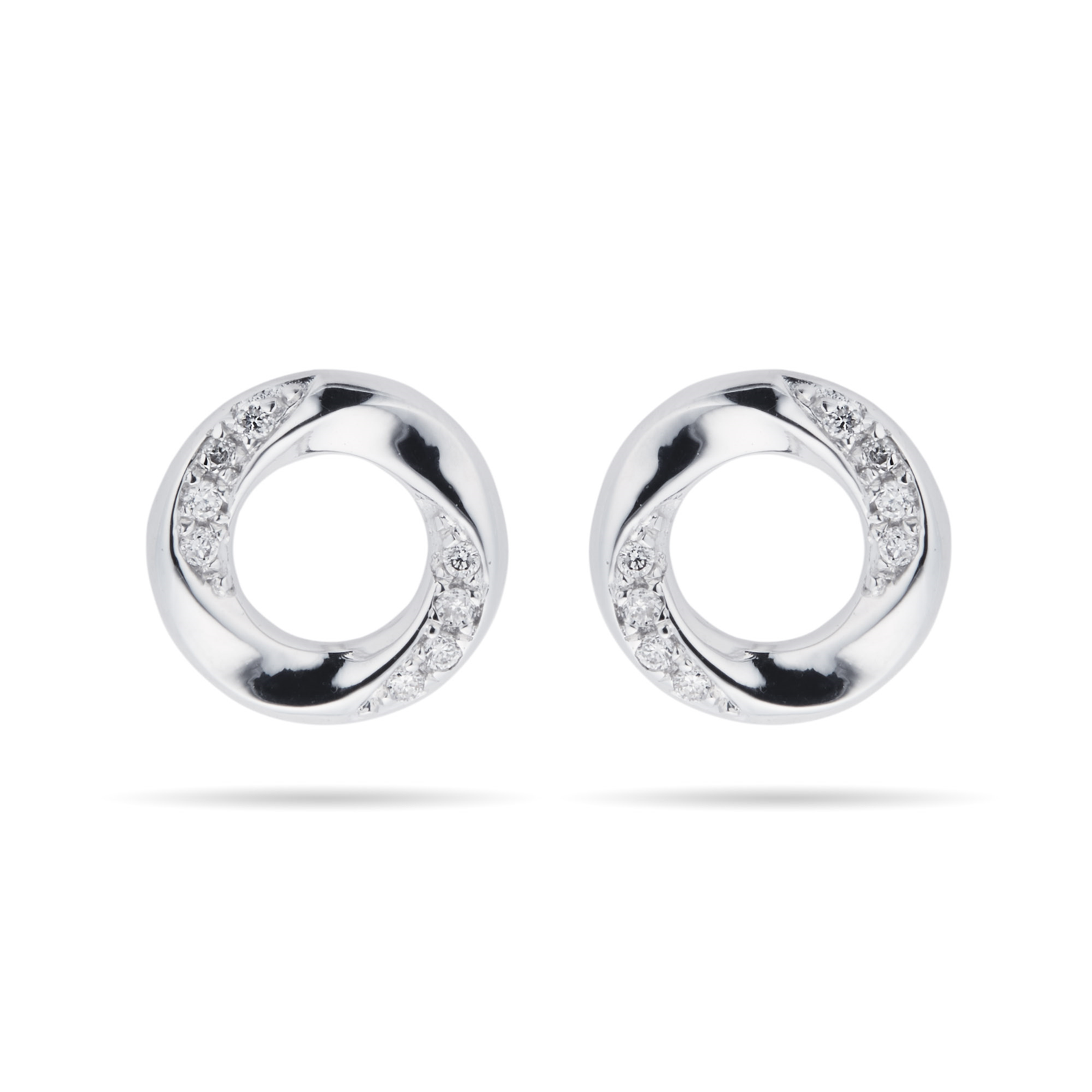 9ct WG 0.03cttw Circle Studs | Earrings 