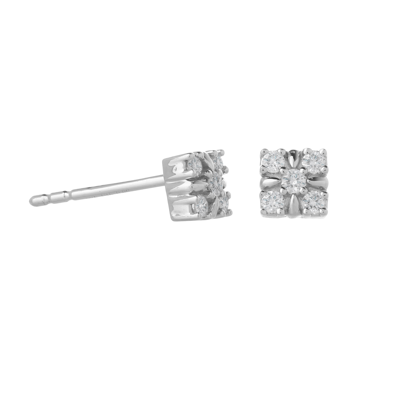 square cluster diamond earrings