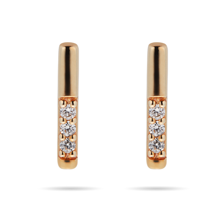 Earrings Rose Yellow White Gold Silver Diamond Studs