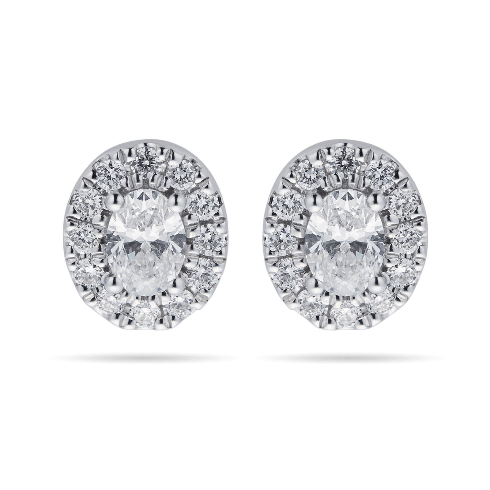 18ct White Gold 0.70cttw Oval Cut Halo Stud Earrings Review