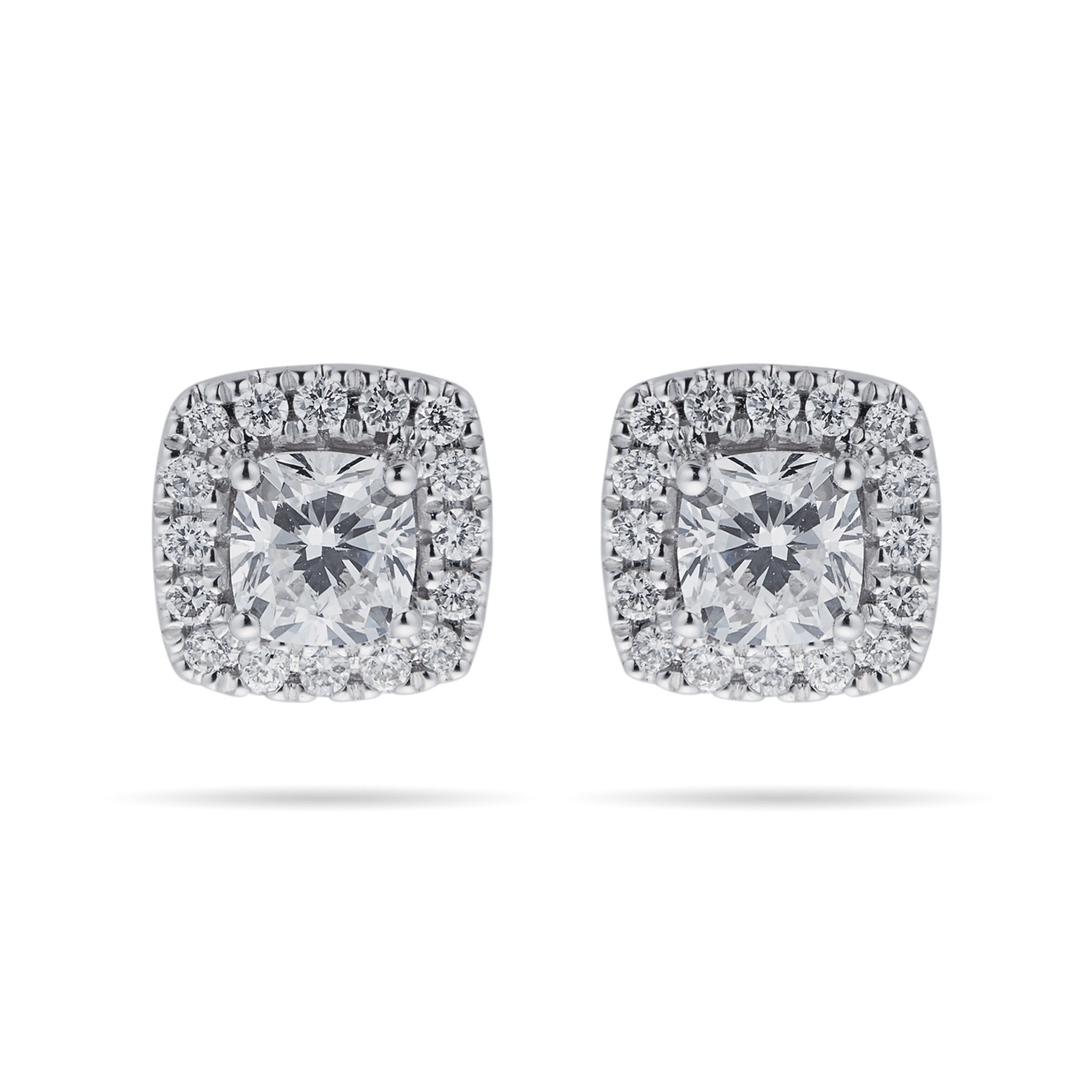 18ct White Gold 0.70cttw Cushion Cut Halo Stud Earrings Review