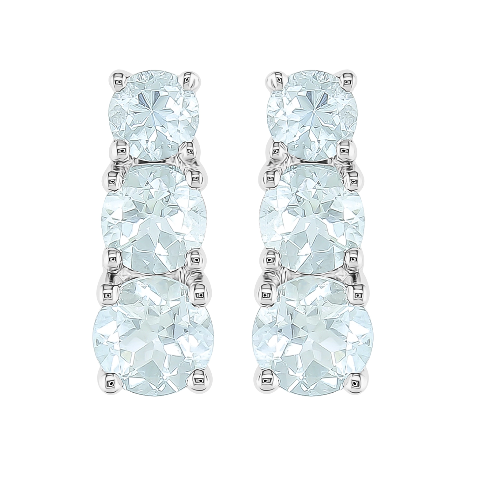 9ct White Gold Aquamarine 3 Stone Stud Earrings Earrings Jewellery Goldsmiths