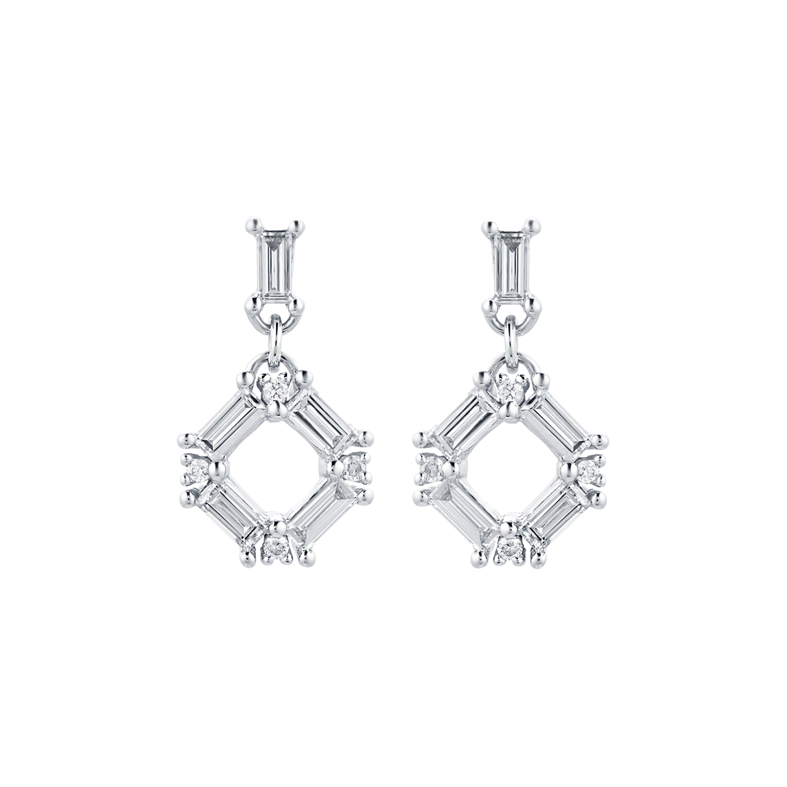 Renee 18ct White Gold 0.43cttw Diamond Open Square Drop Earrings Reviews