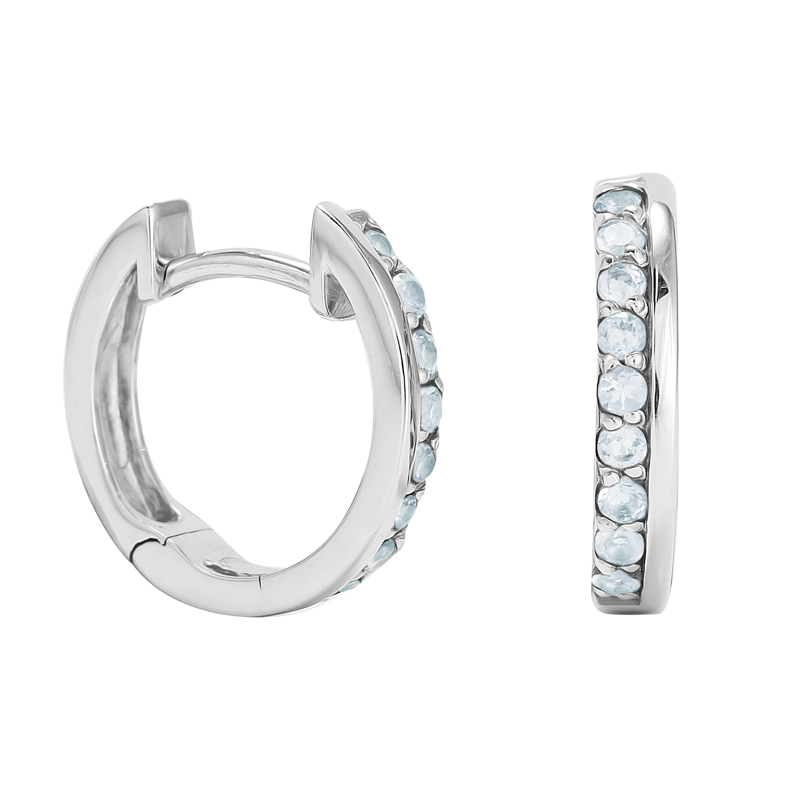 9ct White Gold Blue Topaz Huggie Hoop Earrings | Online Only | Goldsmiths