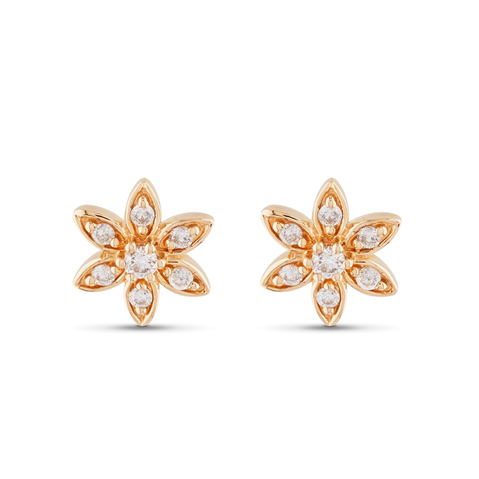 9ct Yellow Gold 0.12cttw Flower Stud Earrings | Earrings | Jewellery