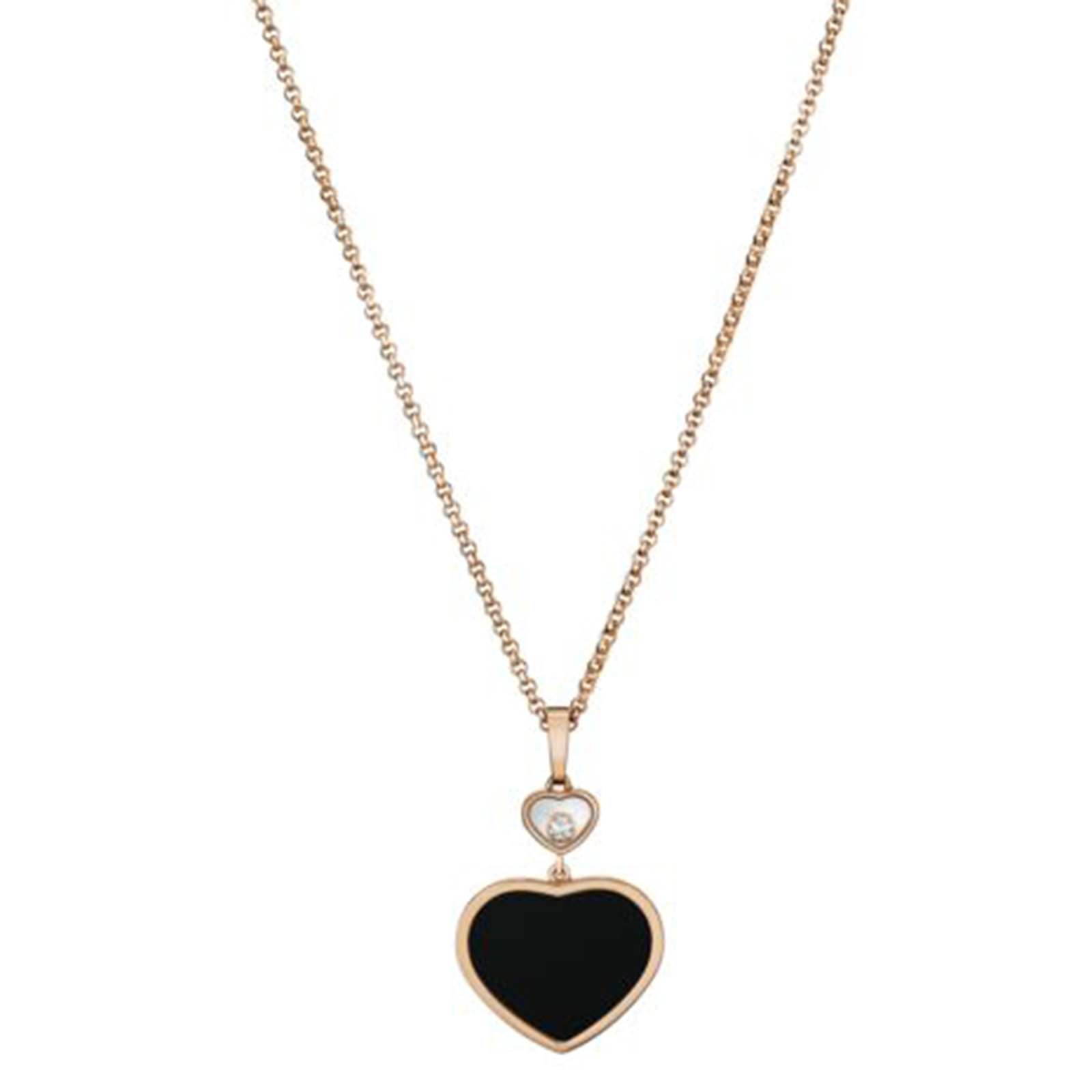 Chopard Happy Hearts 18ct Rose Gold Black Onyx Diamond Pendant Reviews