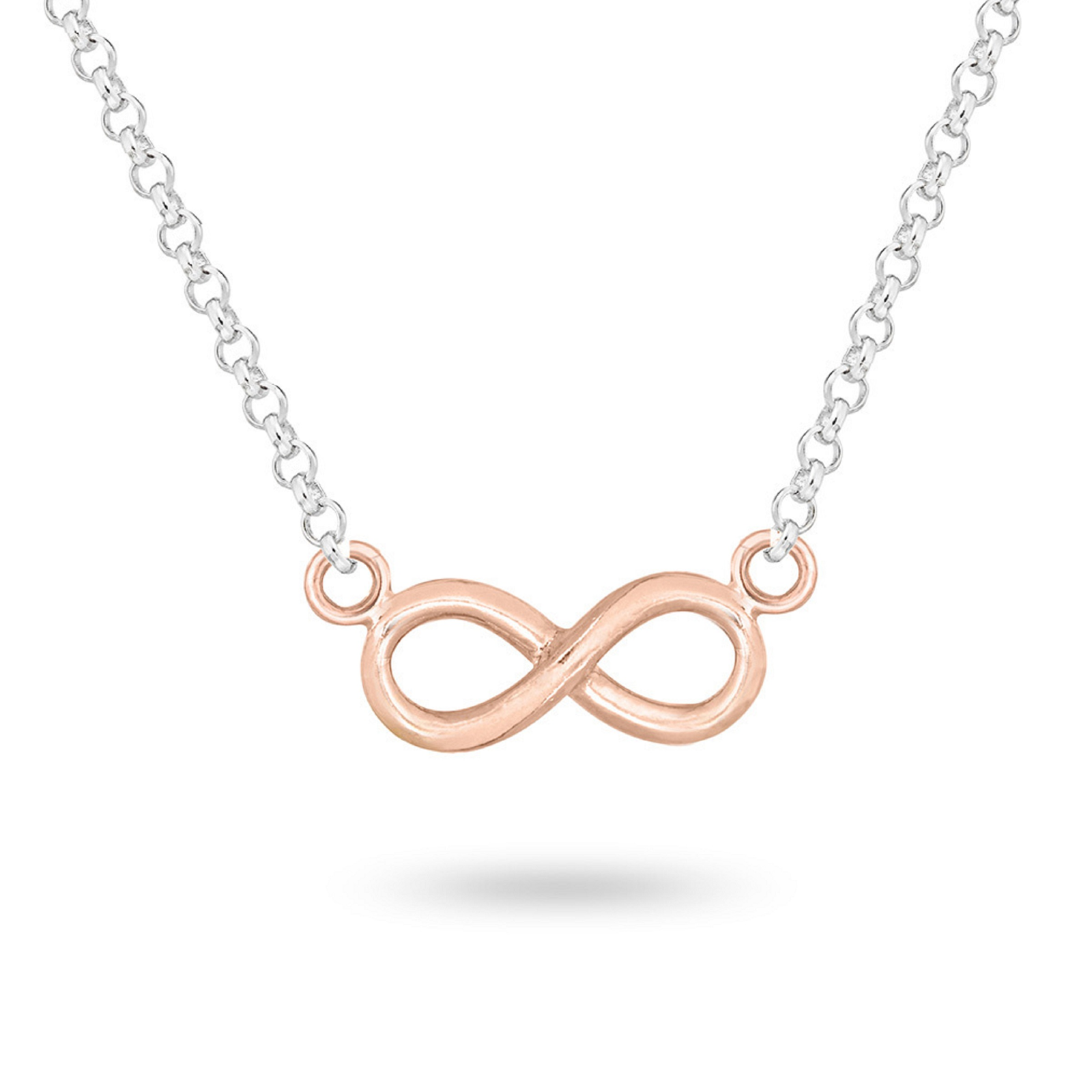 Silver And Rose Gold Plated Infinity Pendant Necklaces Jewellery Goldsmiths