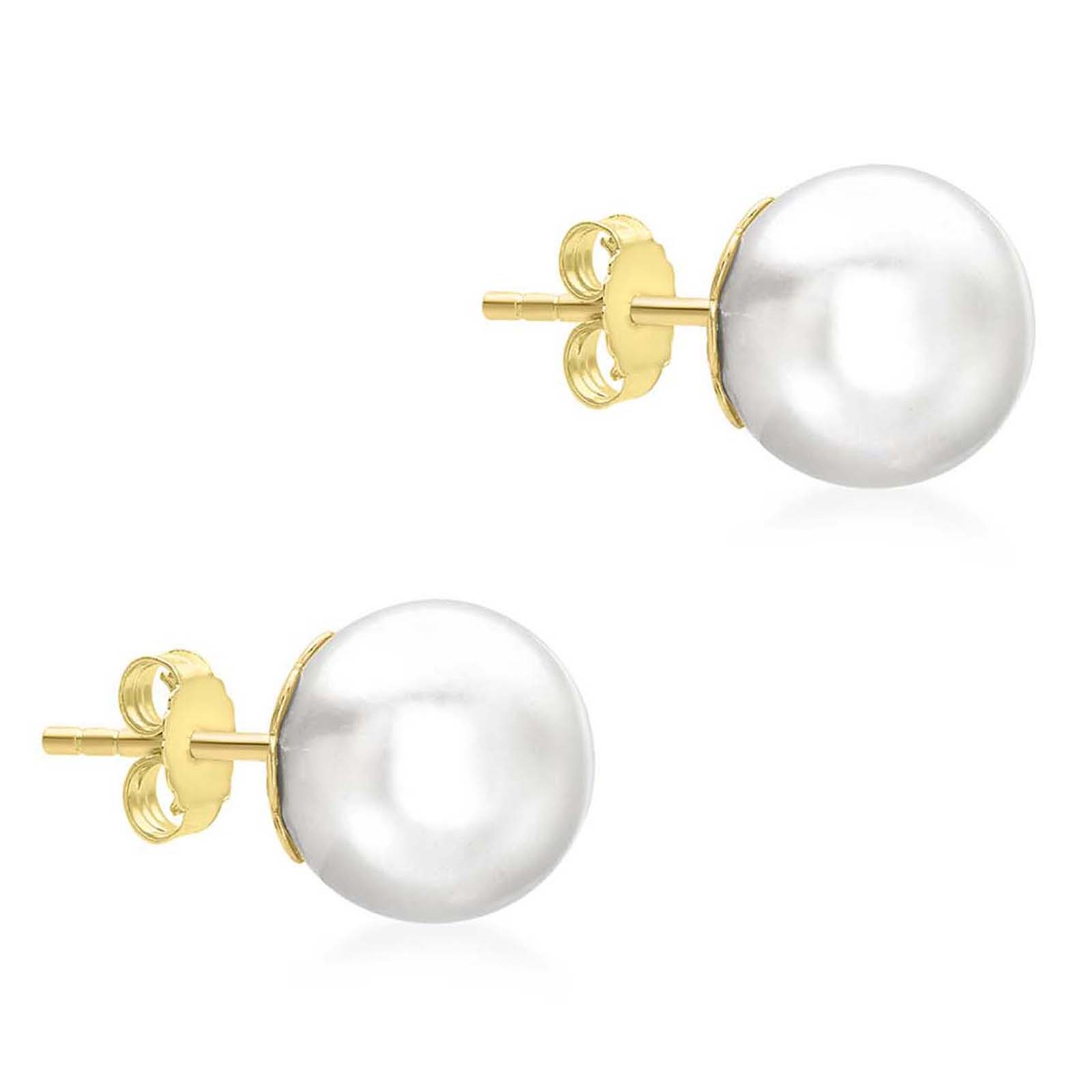 9ct Yellow Gold 7mm Pearl Stud Earrings 