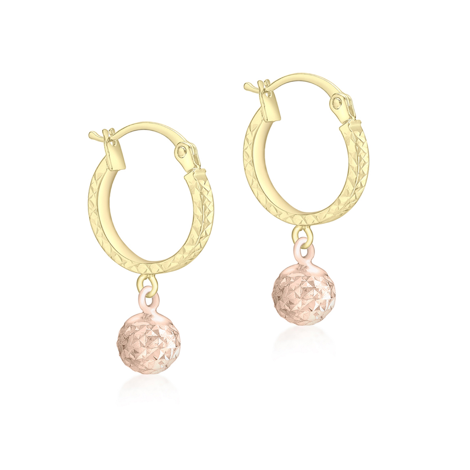 gold hoops with diamond balls