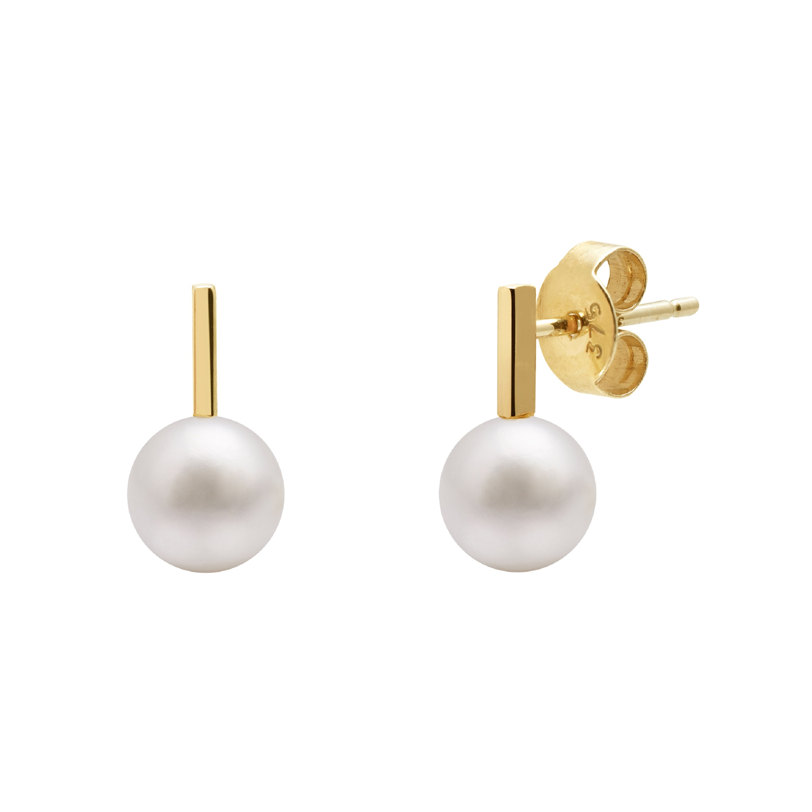 9ct Yellow Gold Pearl Bar Stud Earrings | Earrings | Jewellery | Goldsmiths