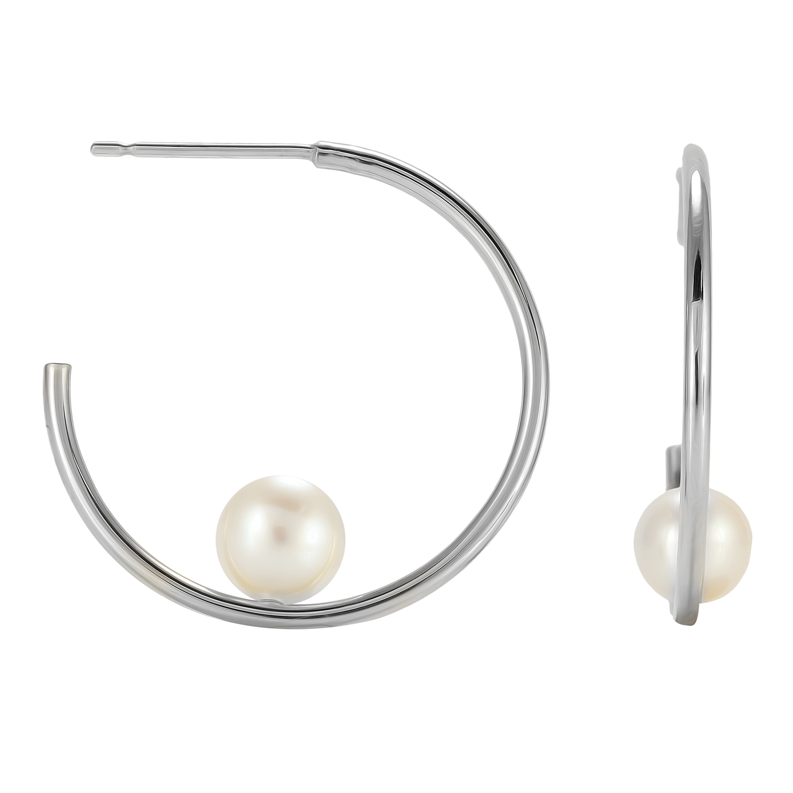 9ct White Gold Floating Pearl Hoop Earrings Review