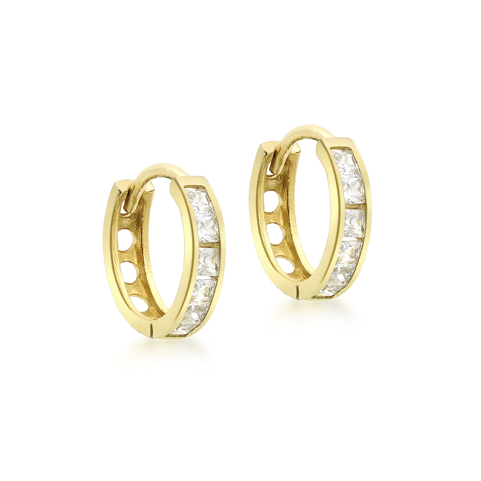 9ct Yellow Gold Cubic Zirconia Huggie Hoop Earrings | Earrings ...