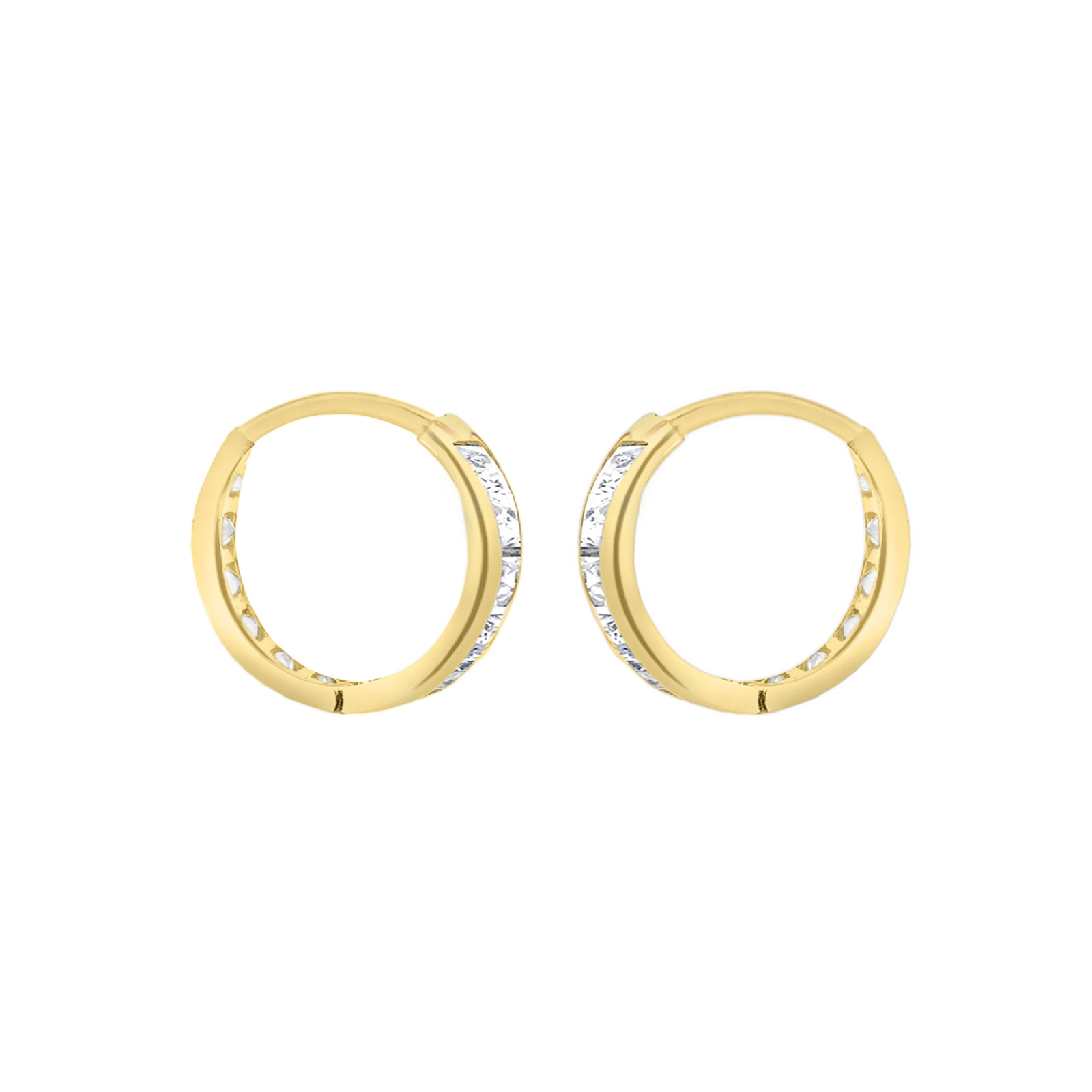 9ct Gold Cubic Zirconia Hinged Huggie Earrings main image 0