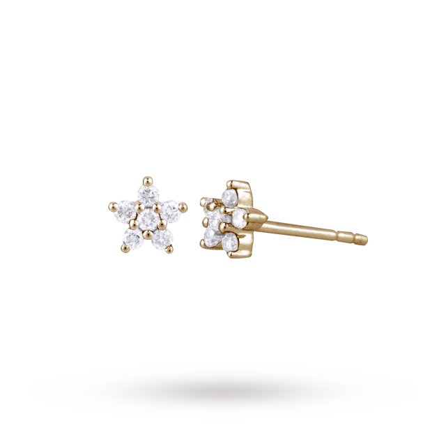 9ct Yellow Gold 0 16ct Diamond Small Flower Stud Earrings 9ct Yellow Gold 0 16ct Diamond Small Flower Stud Earrings Jewellery Goldsmiths