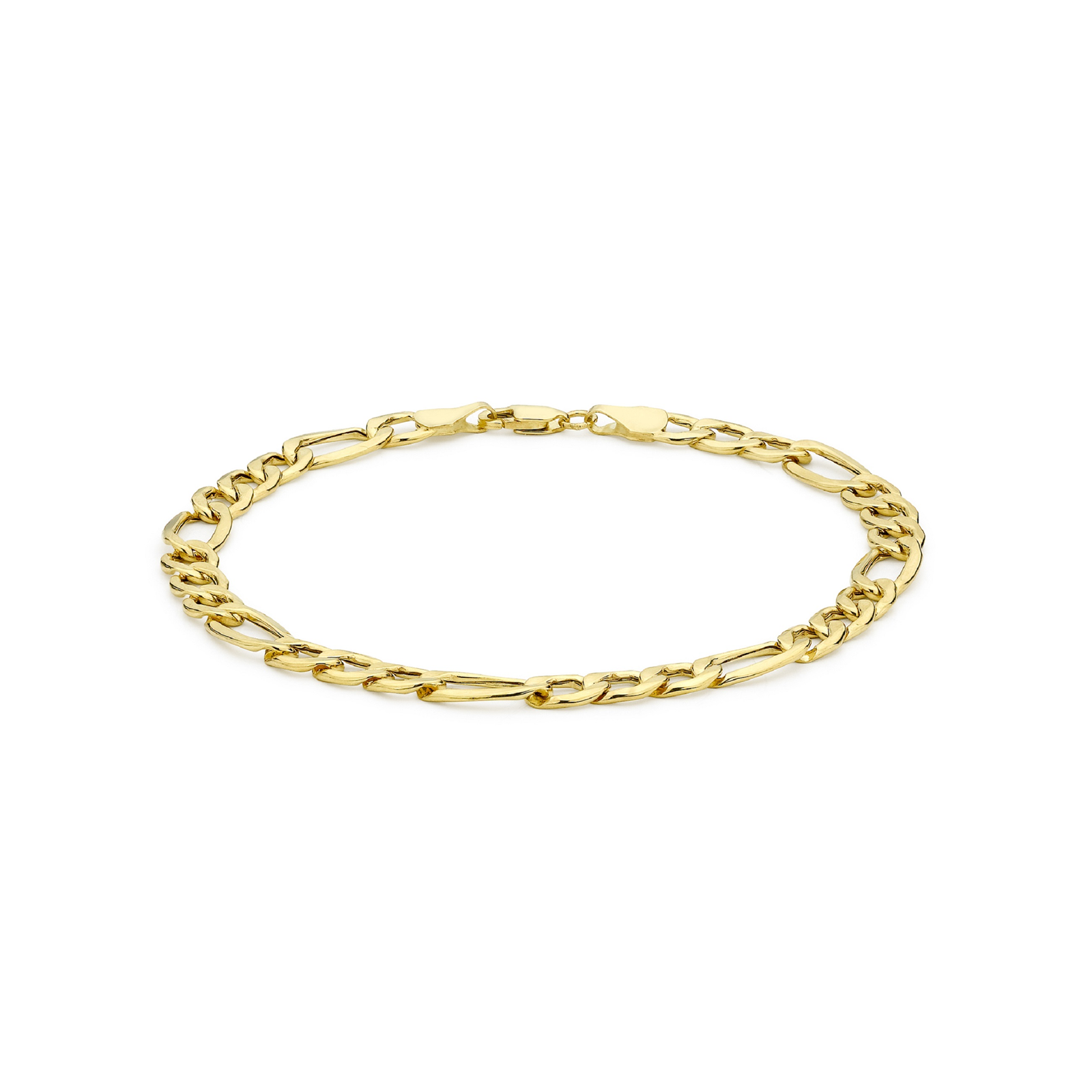 9ct Yellow Gold 6mm Hollow Diamond Cut Figaro Bracelet | Bracelets