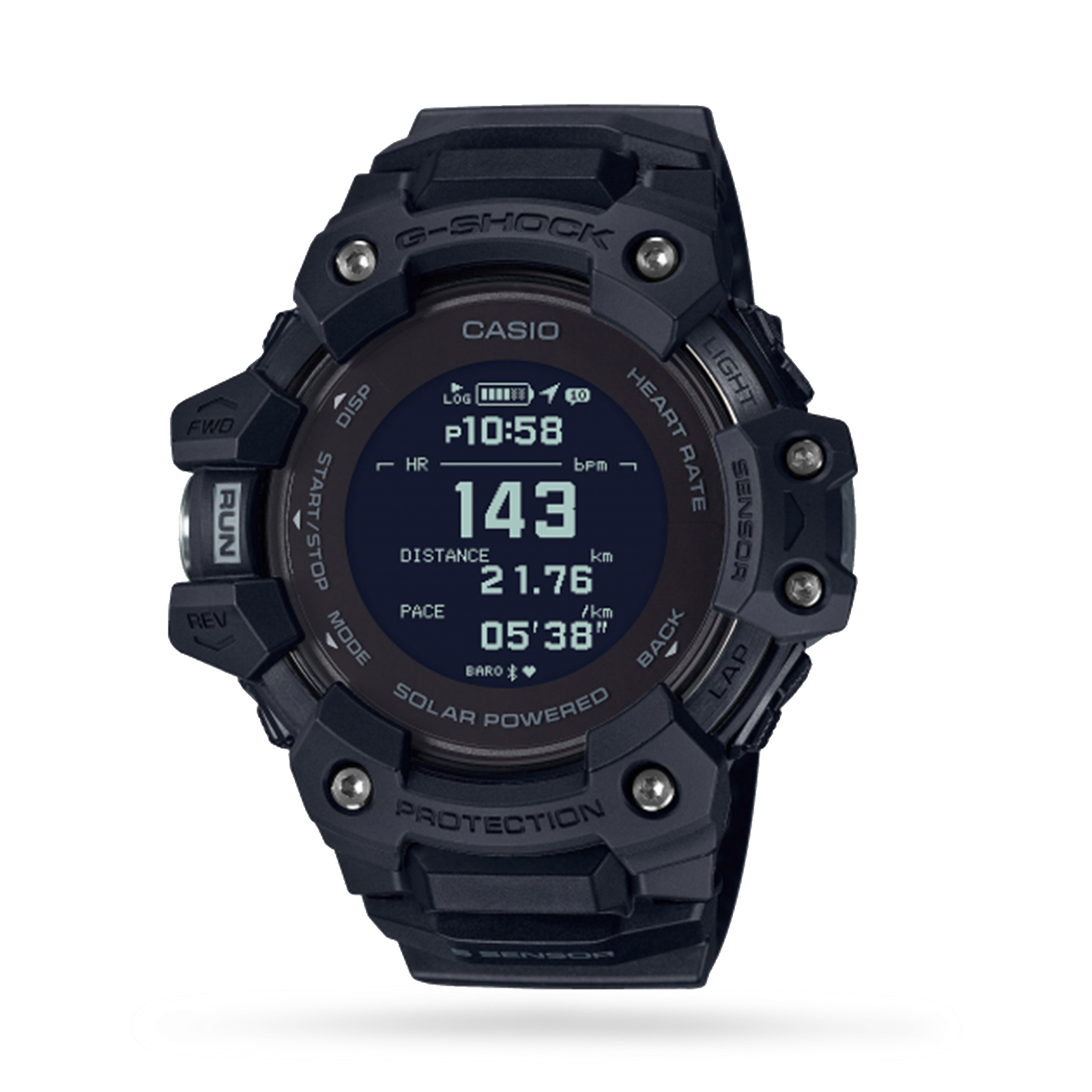 Casio G-Shock Heart Rate Monitor Black Gents Watch GBD-H1000-1ER ...