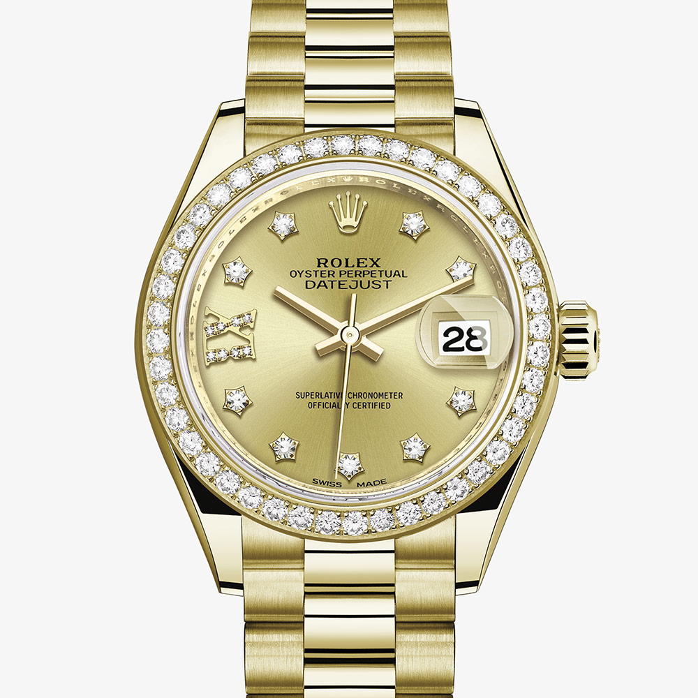 Rolex Lady-Datejust Oyster, 28 mm, yellow gold and diamonds M279138RBR ...