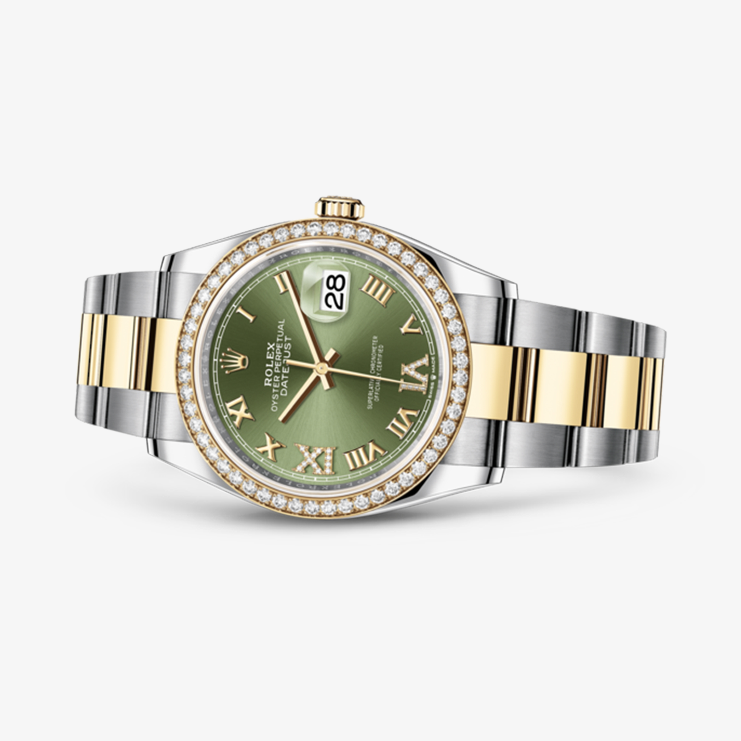 Rolex Datejust Oyster, 36 mm, Oystersteel, yellow gold and diamonds