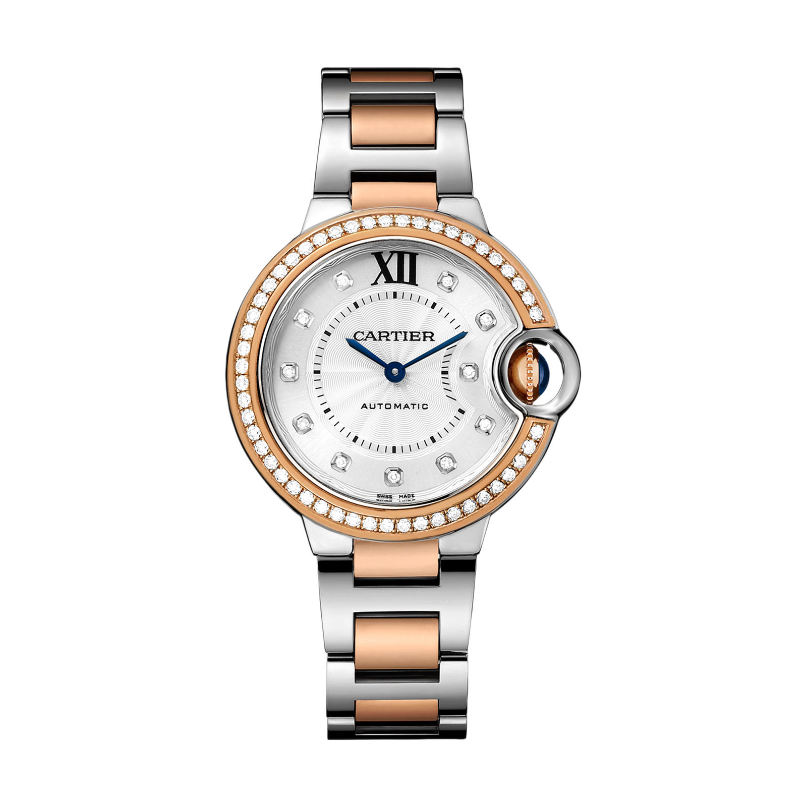 Ballon Bleu de Cartier watch, 33 mm, rose gold, steel, diamonds Reviews