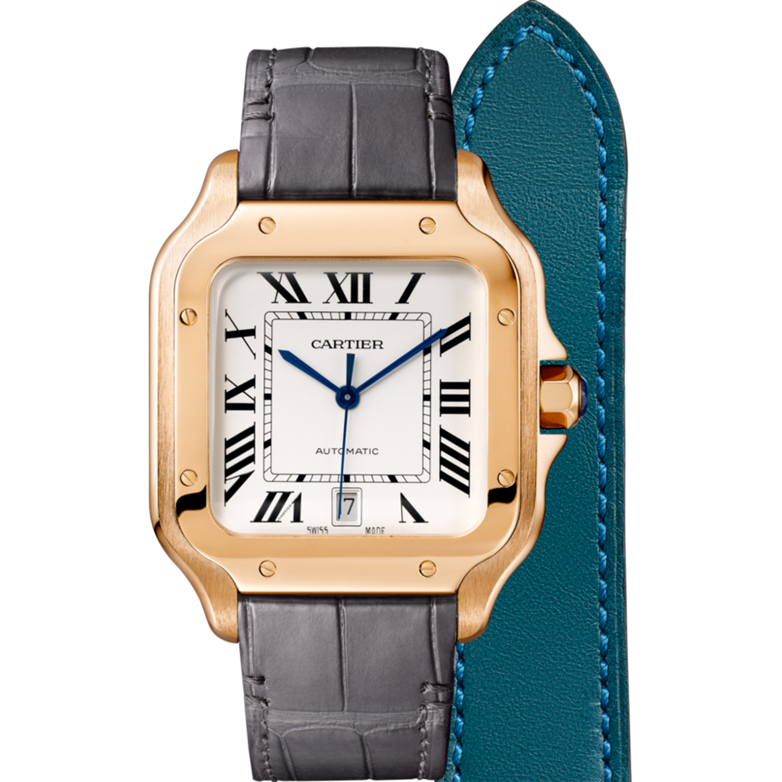 Santos de Cartier watch, Large model, automatic, rose gold, two