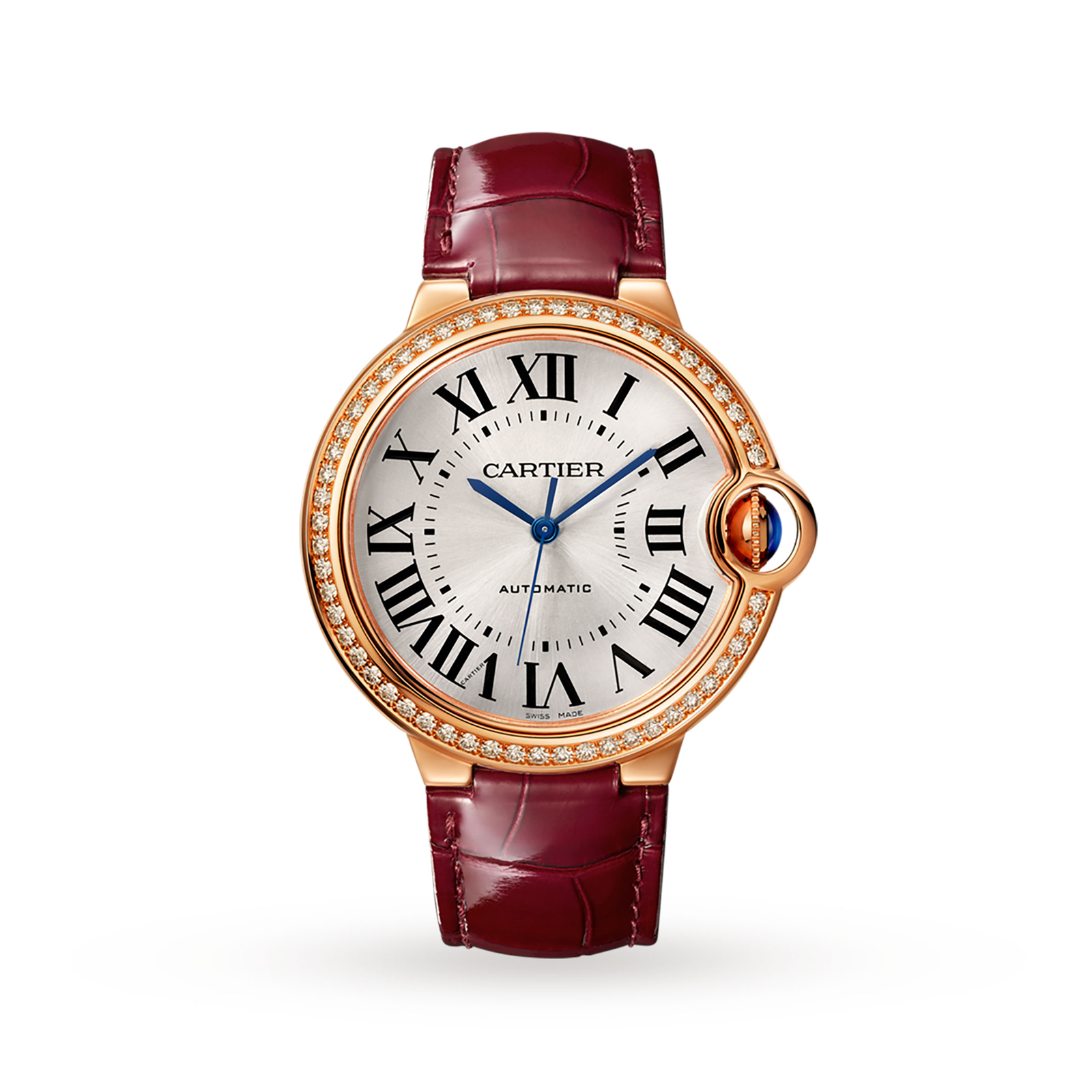 Ballon Bleu de Cartier watch, 36 mm, rose gold, diamonds, leather Reviews