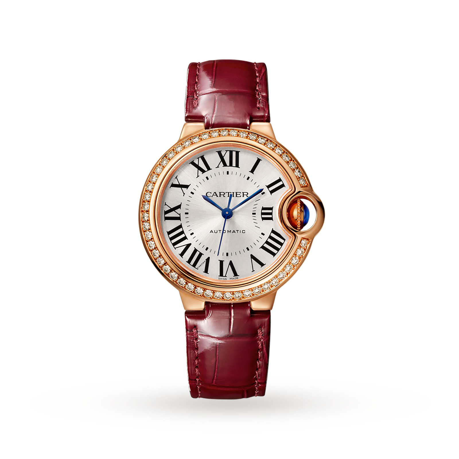 Ballon Bleu de Cartier watch, 33 mm, pink gold, diamonds, leather Reviews