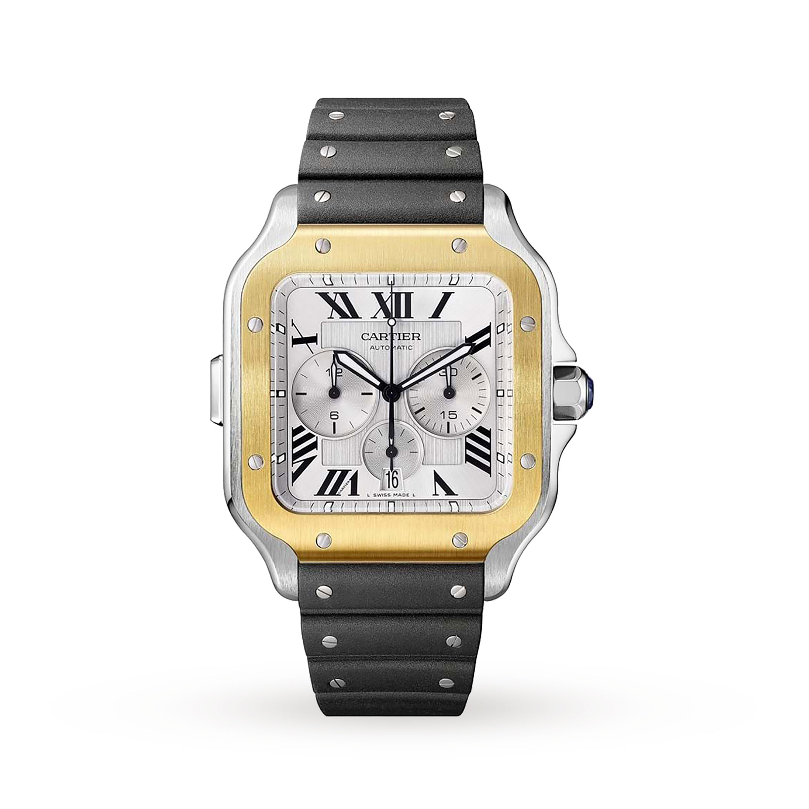Santos de Cartier Chronograph watch, XL model, chronograph, gold and ...