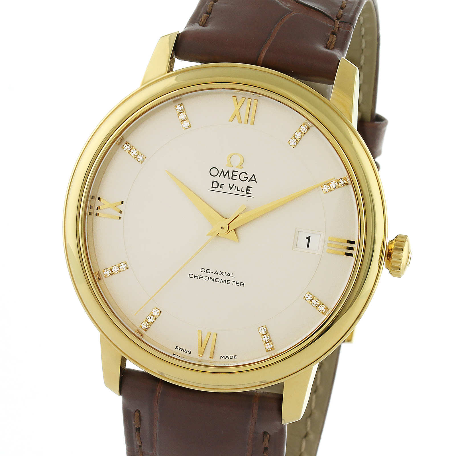 Omega De Ville Mens CoAxial 39.5mm 18ct Gold Automatic Watch Luxury