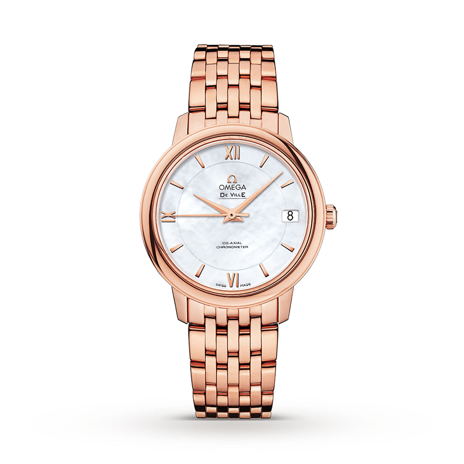 omega rose gold watch womens