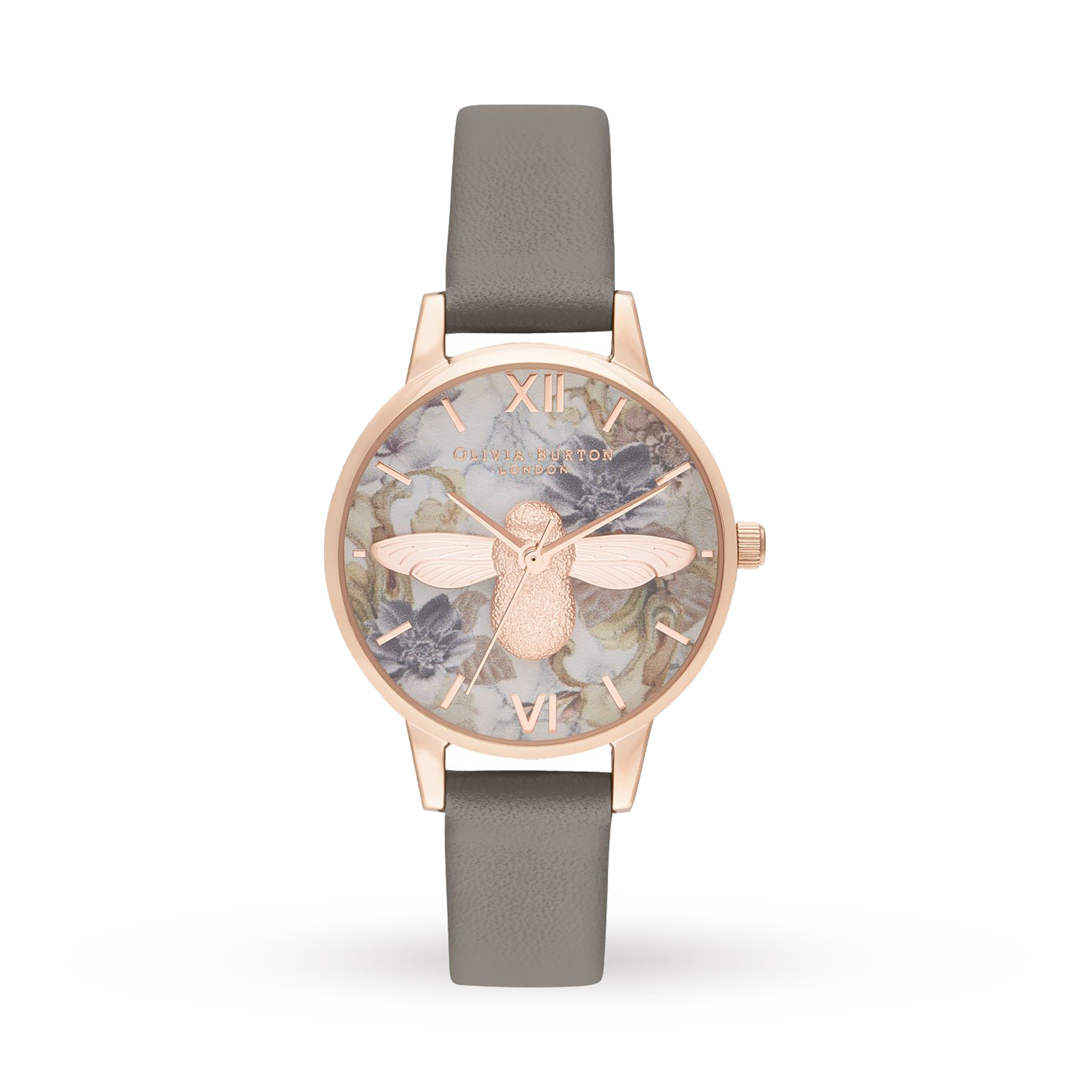 Olivia Burton Marble Florals Rose Gold London Grey Watch Ladies Watches Watches Goldsmiths