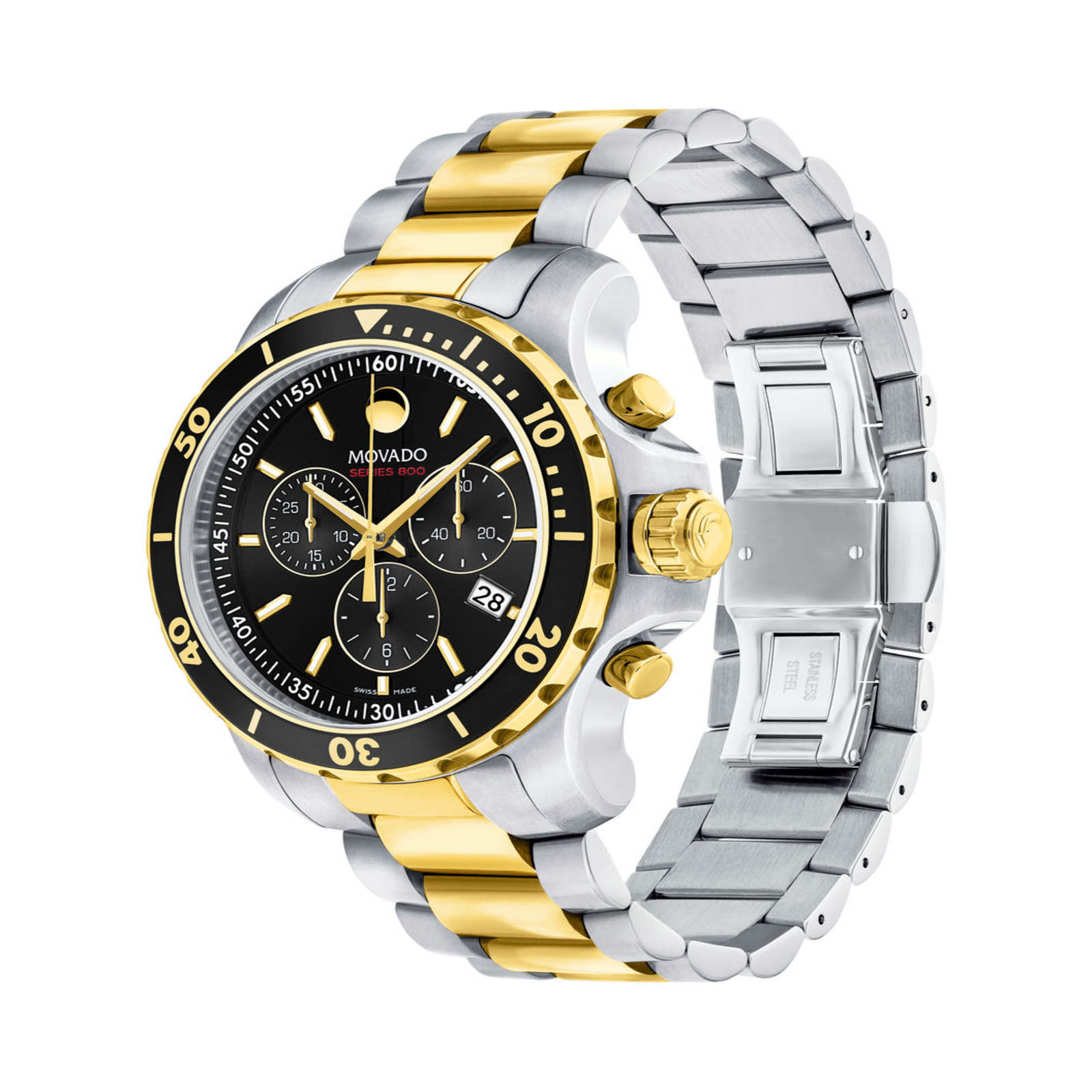 movado series 800 chronograph gold
