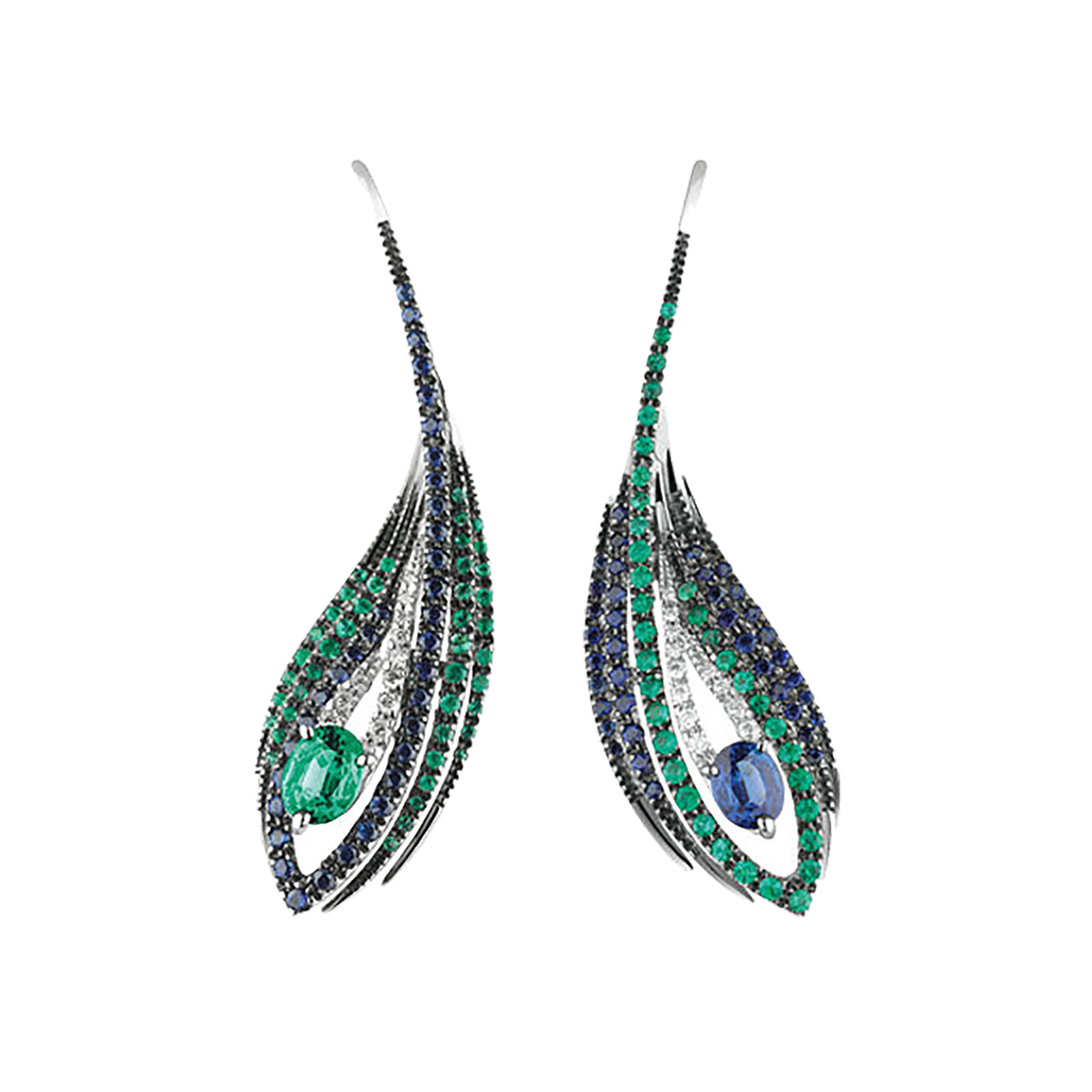 Damiani Diamond Sapphire and Emerald Peacock Drop Earrings Review