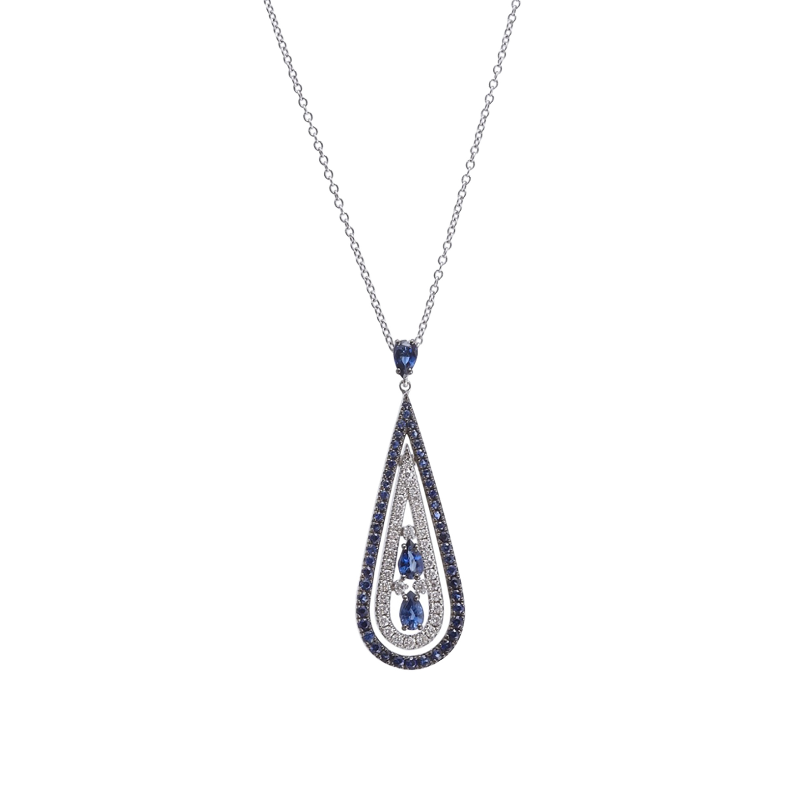 Damiani Regina Cleopatra 18ct White Gold 0.32cttw Diamond and Sapphire Necklace Reviews