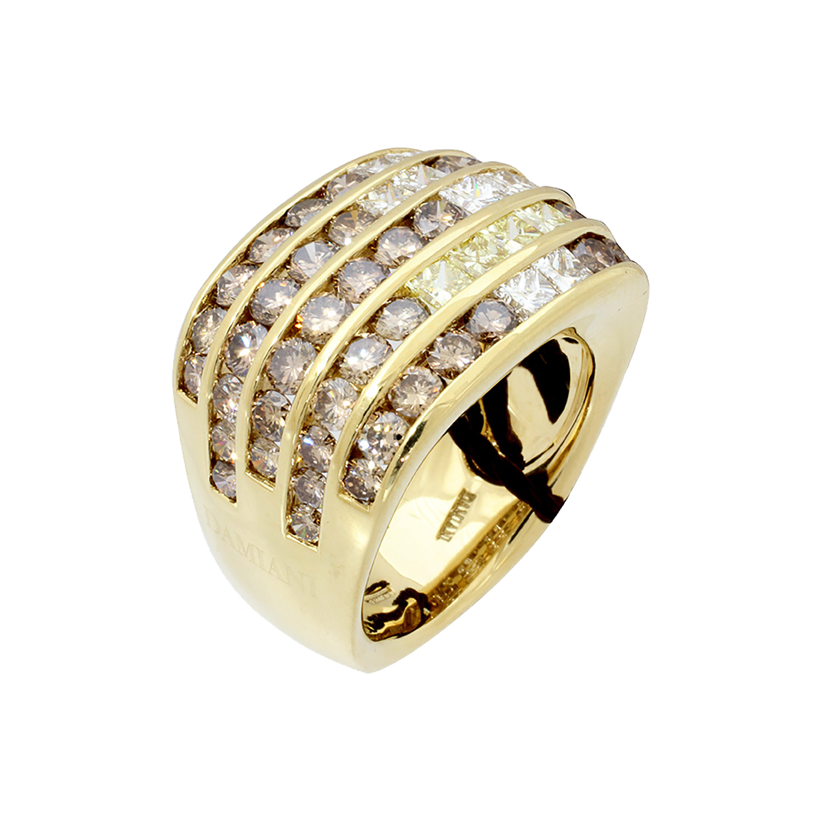 Damiani 18ct Yellow Gold 4.98cttw Diamond Stripe Ring - Rinh Size O ...
