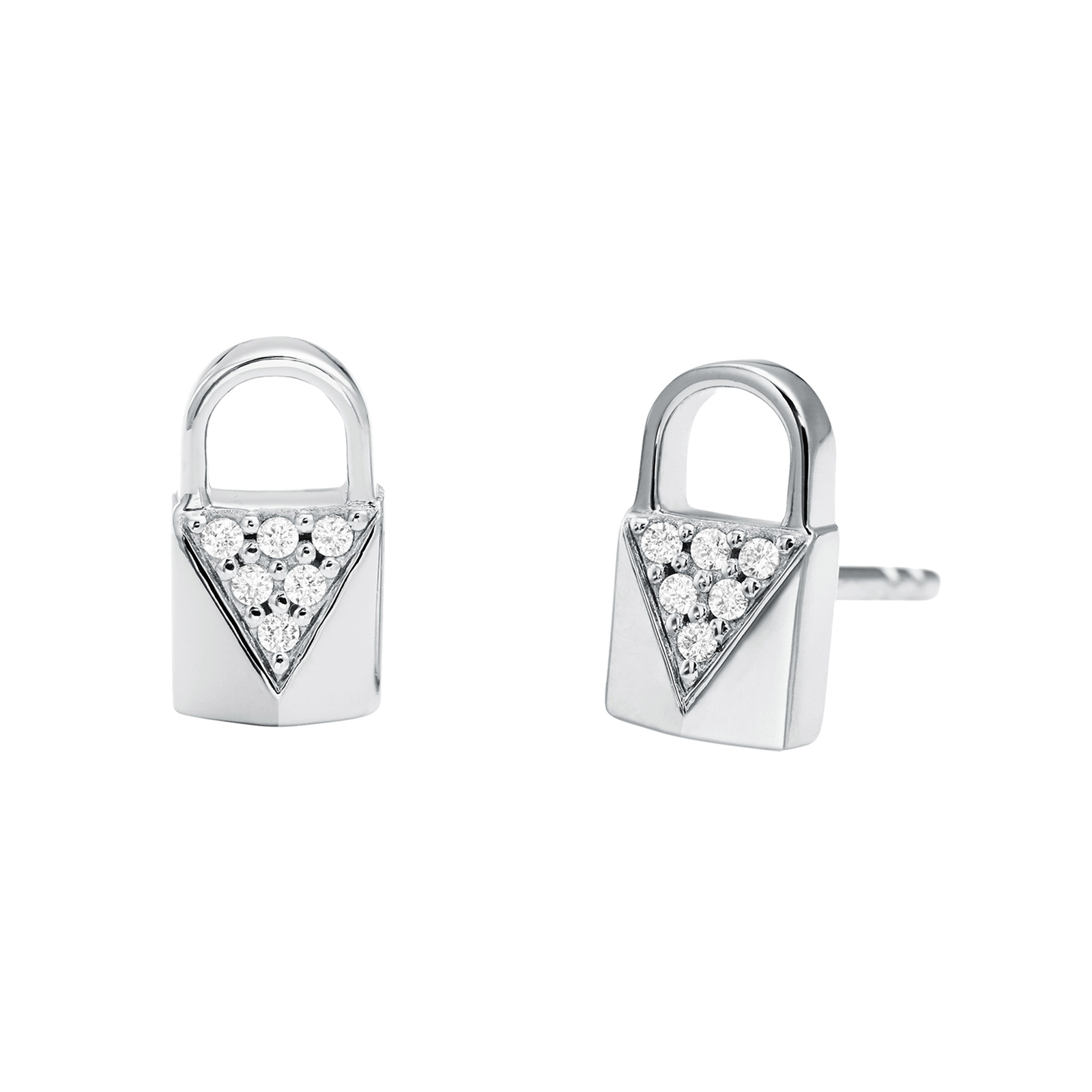 michael kors silver padlock earrings