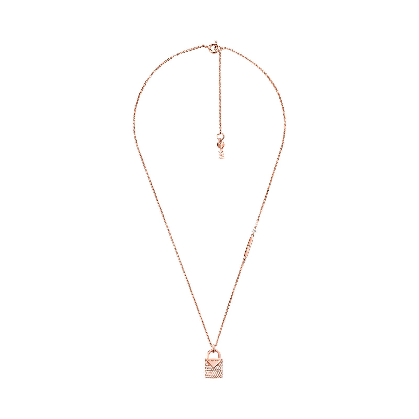 michael kors rose gold lock necklace