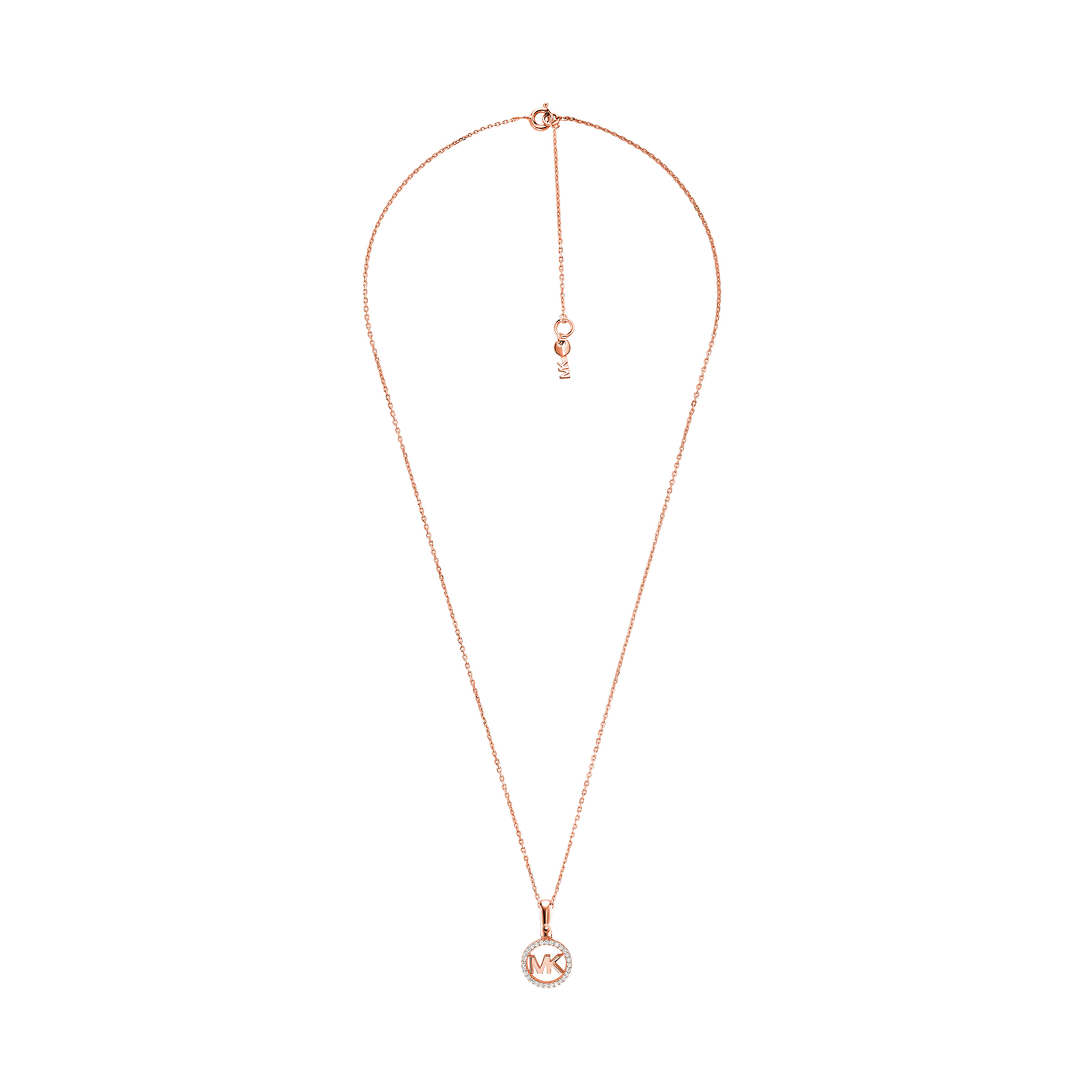 Michael Kors Custom Kors 14ct Rose Gold Plated Charm Necklace ...