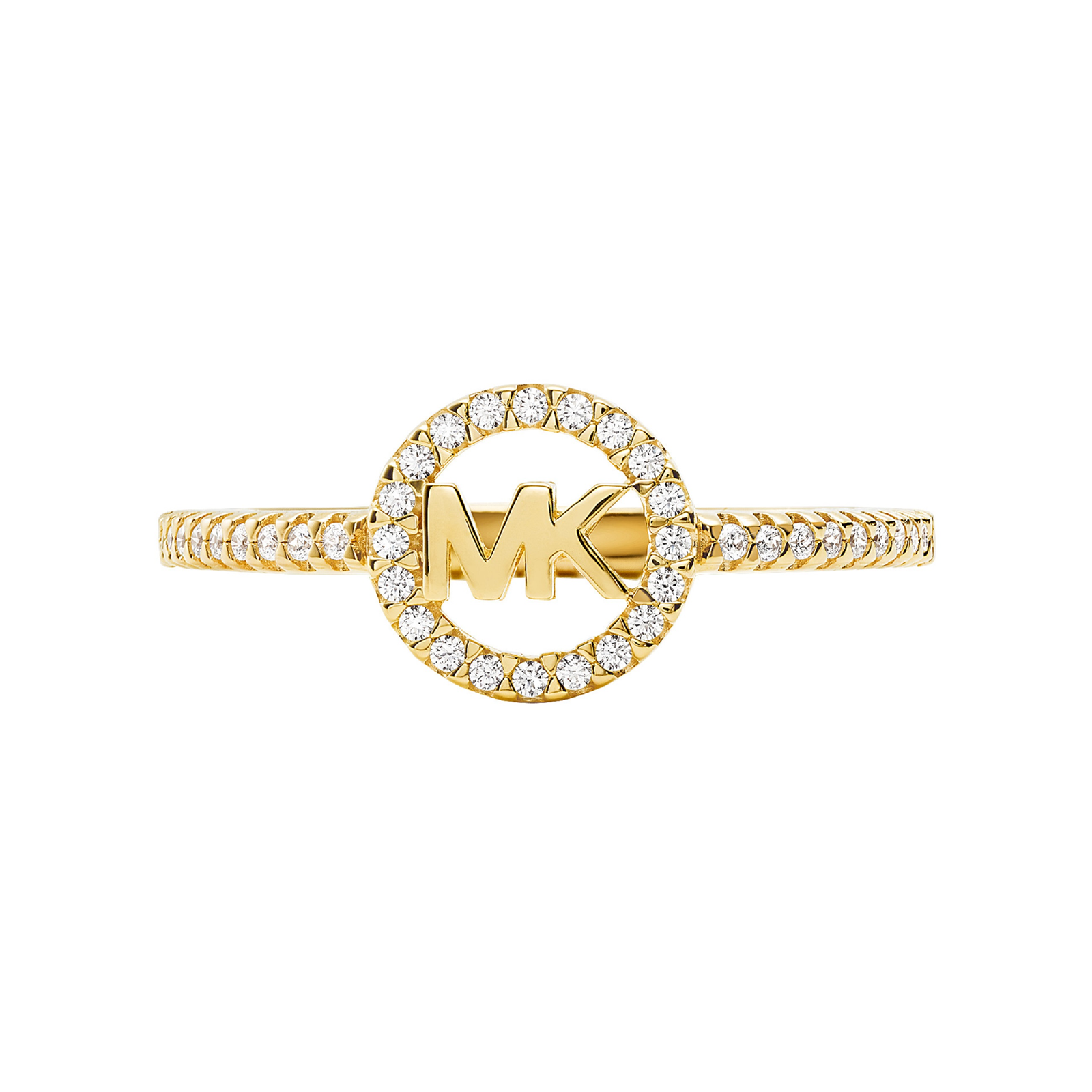 Michael Kors 14ct Yellow Gold Plated Pave Charm Logo Ring Size O Reviews