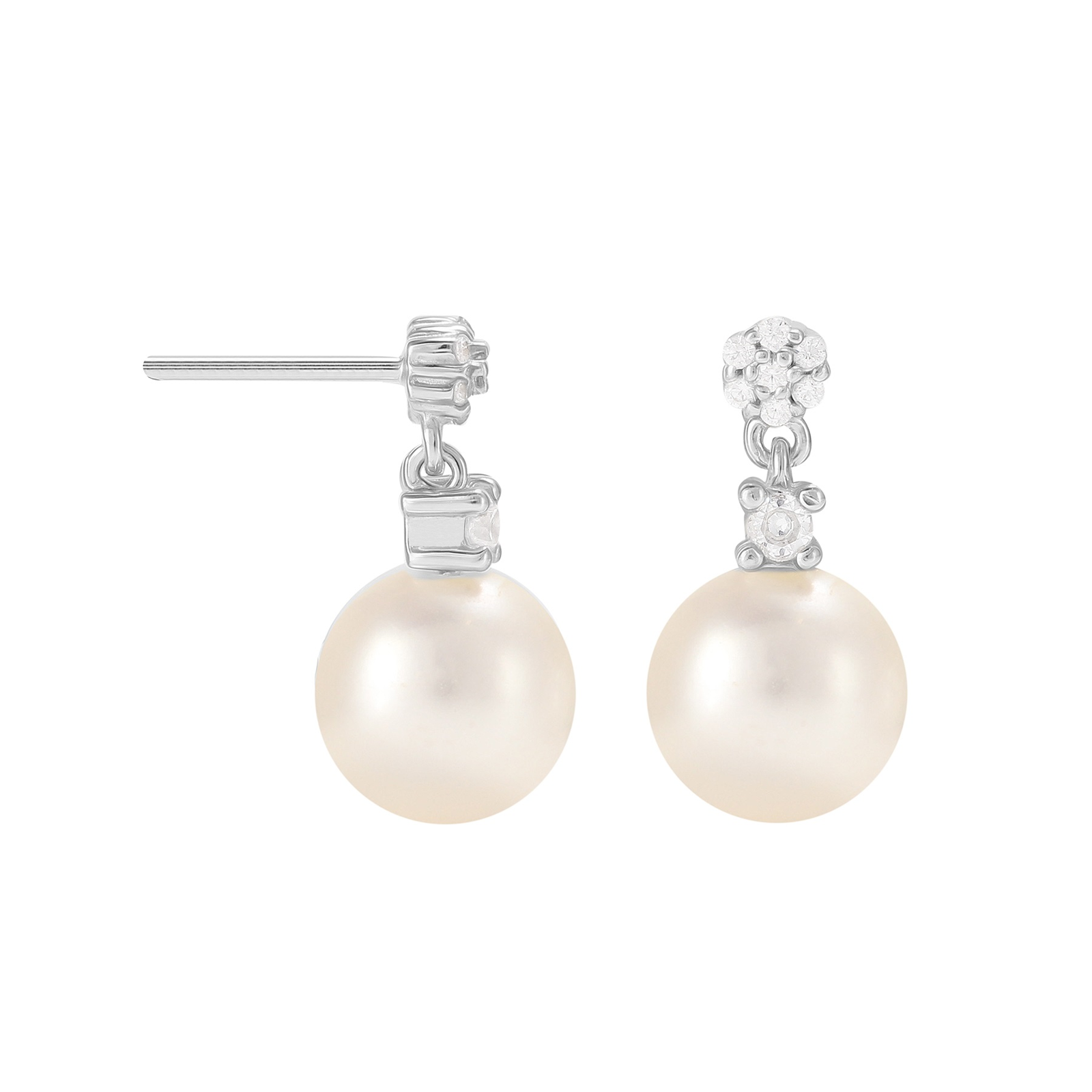 Silver Pearl & Cubic Zirconia Floral Drop Earrings Review