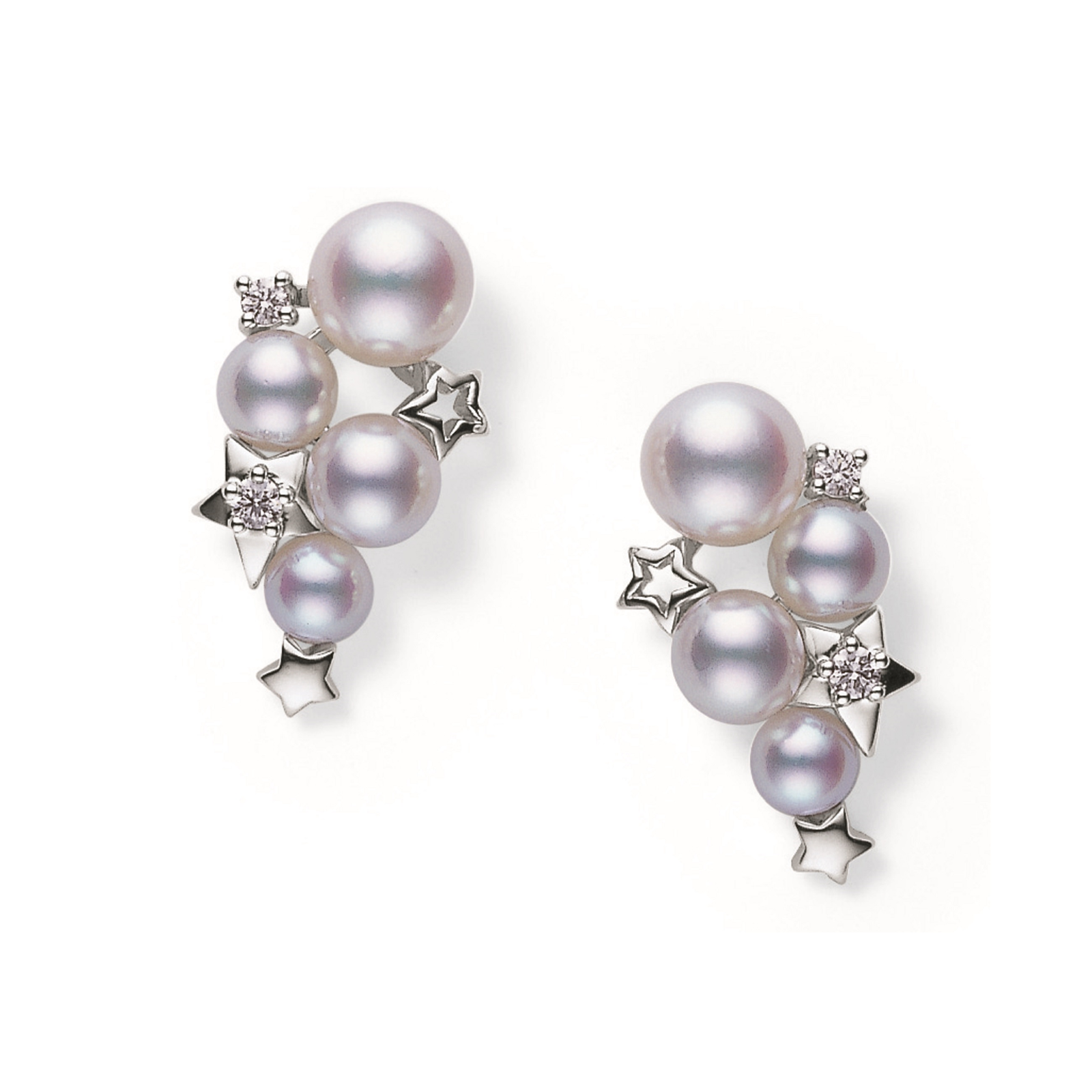 Mikimoto Starry Sky Collection Akoya Pearl & Diamond Stud Earrings ...