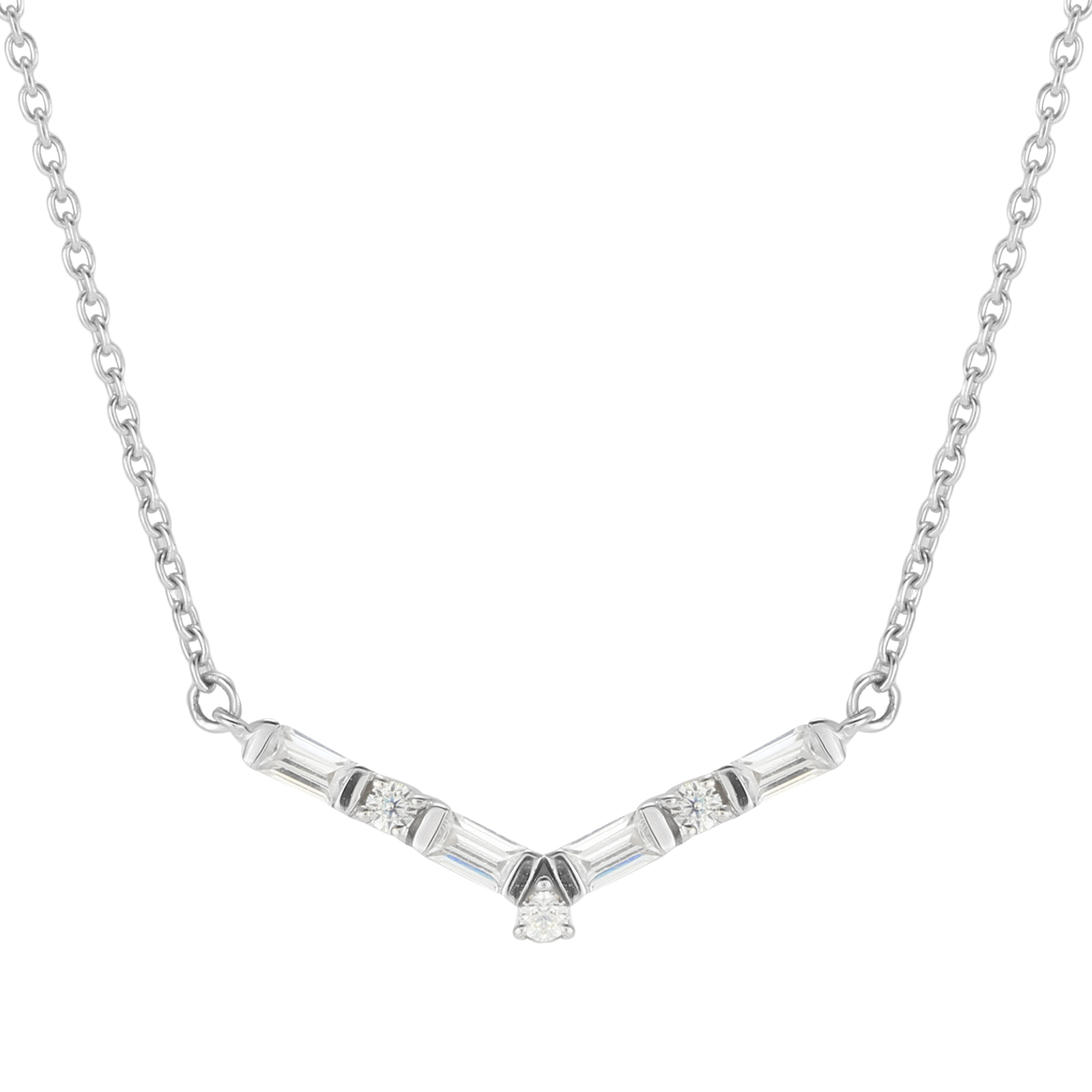 Jenny Packham 9ct White Gold 0.13cttw Baguette Necklace Reviews