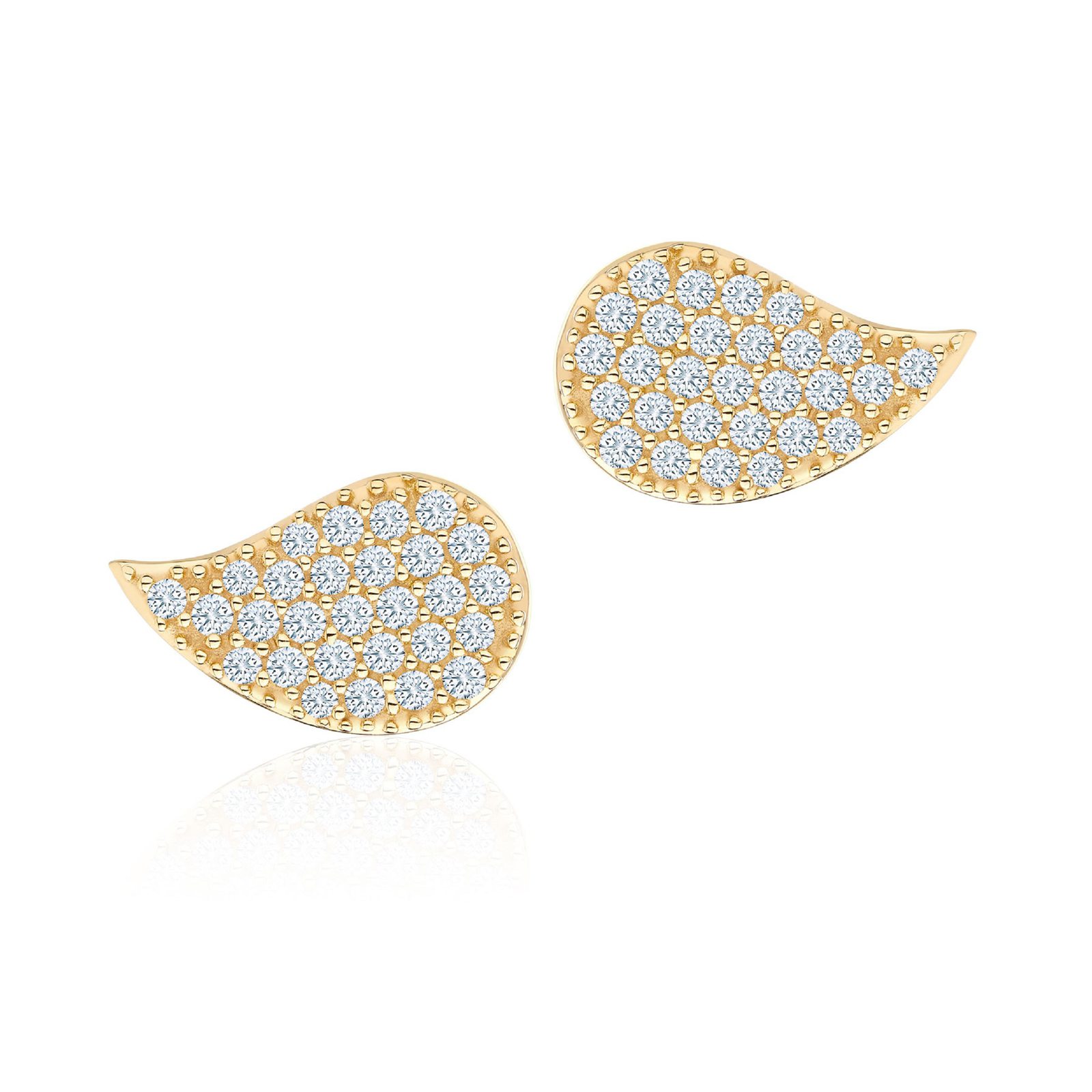 Birks Petale Large Yellow Gold And Diamond Stud Earrings