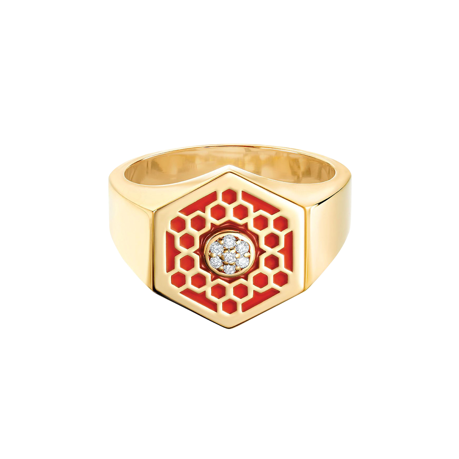 Birks Bee Chic Red Enamel and Diamond Hexagon Signet Ring Reviews