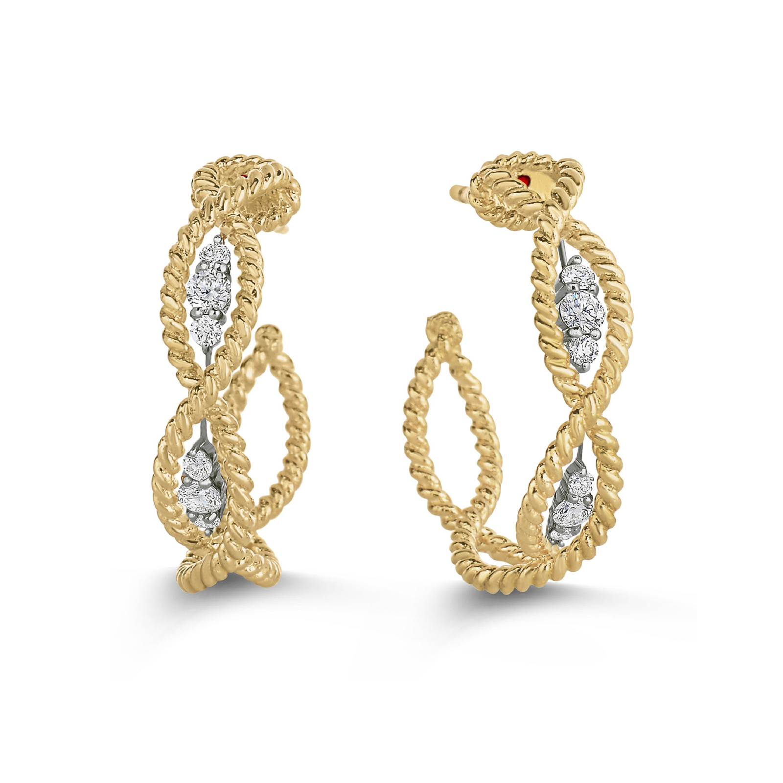 Roberto Coin New Barocco 18ct Yellow Gold 0.32ct Diamond Hoop Earrings Reviews